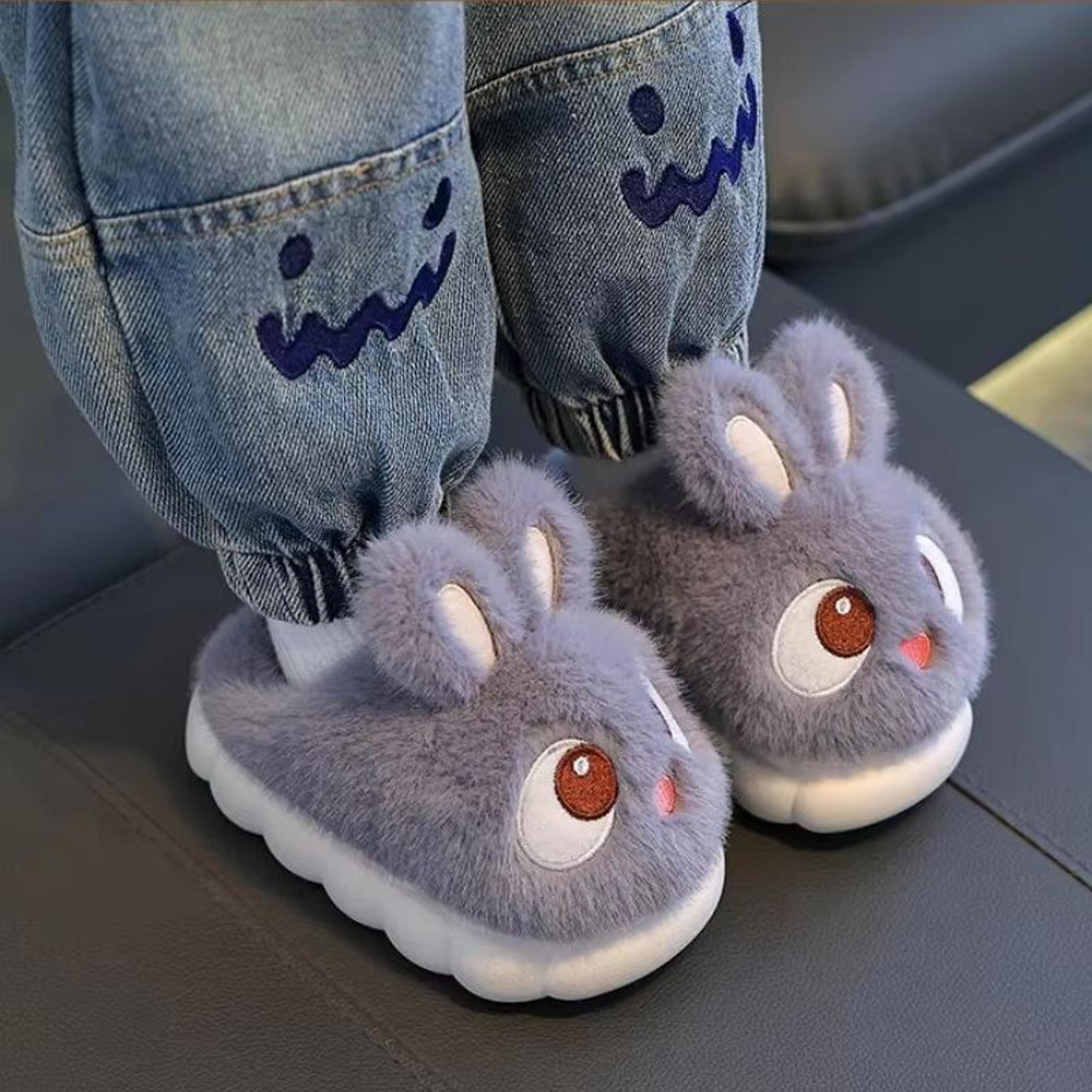 cozy bunny plush winter slippers for kids indoor home shoes