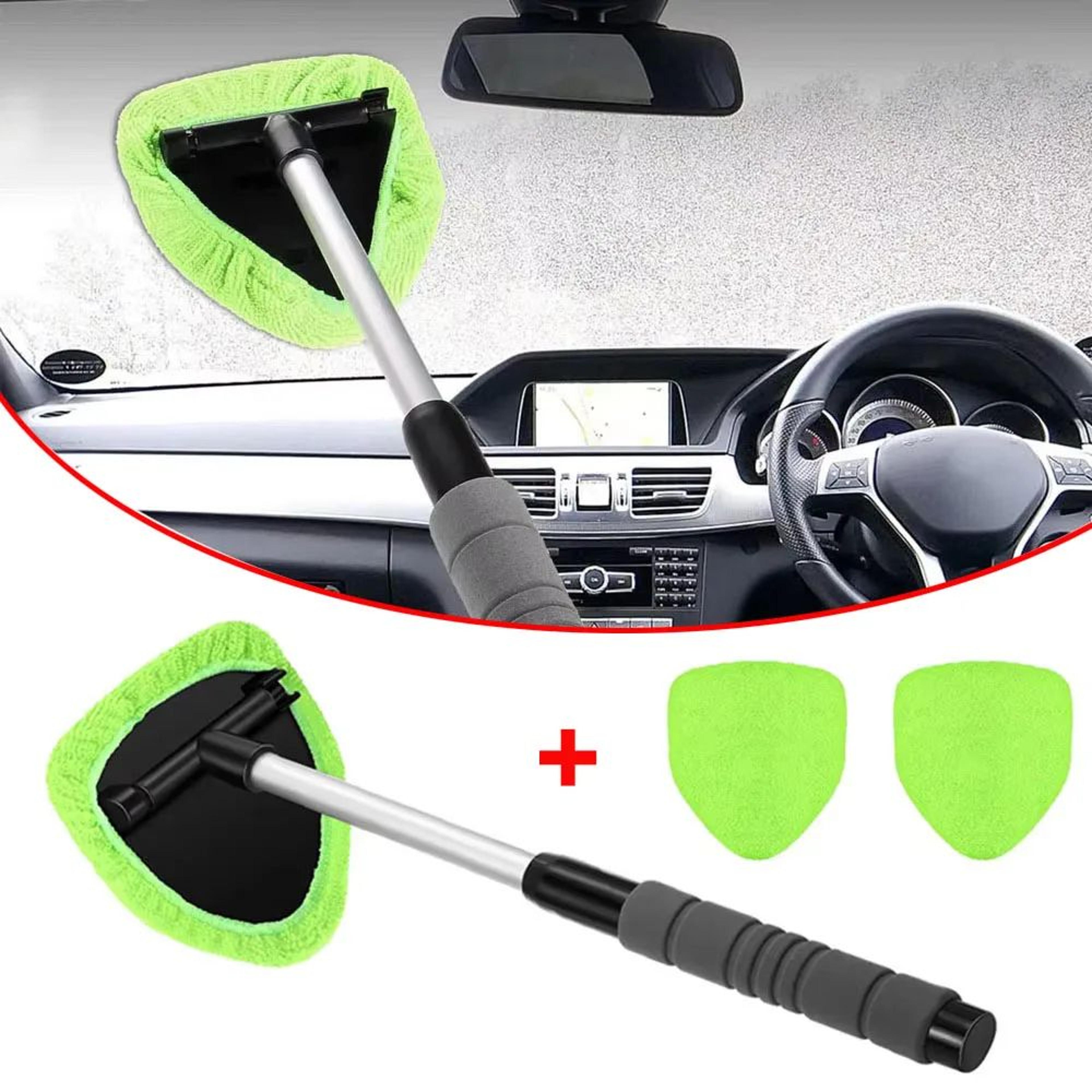 telescopic microfiber car window and windshield cleaning brush set for streak-free glass care