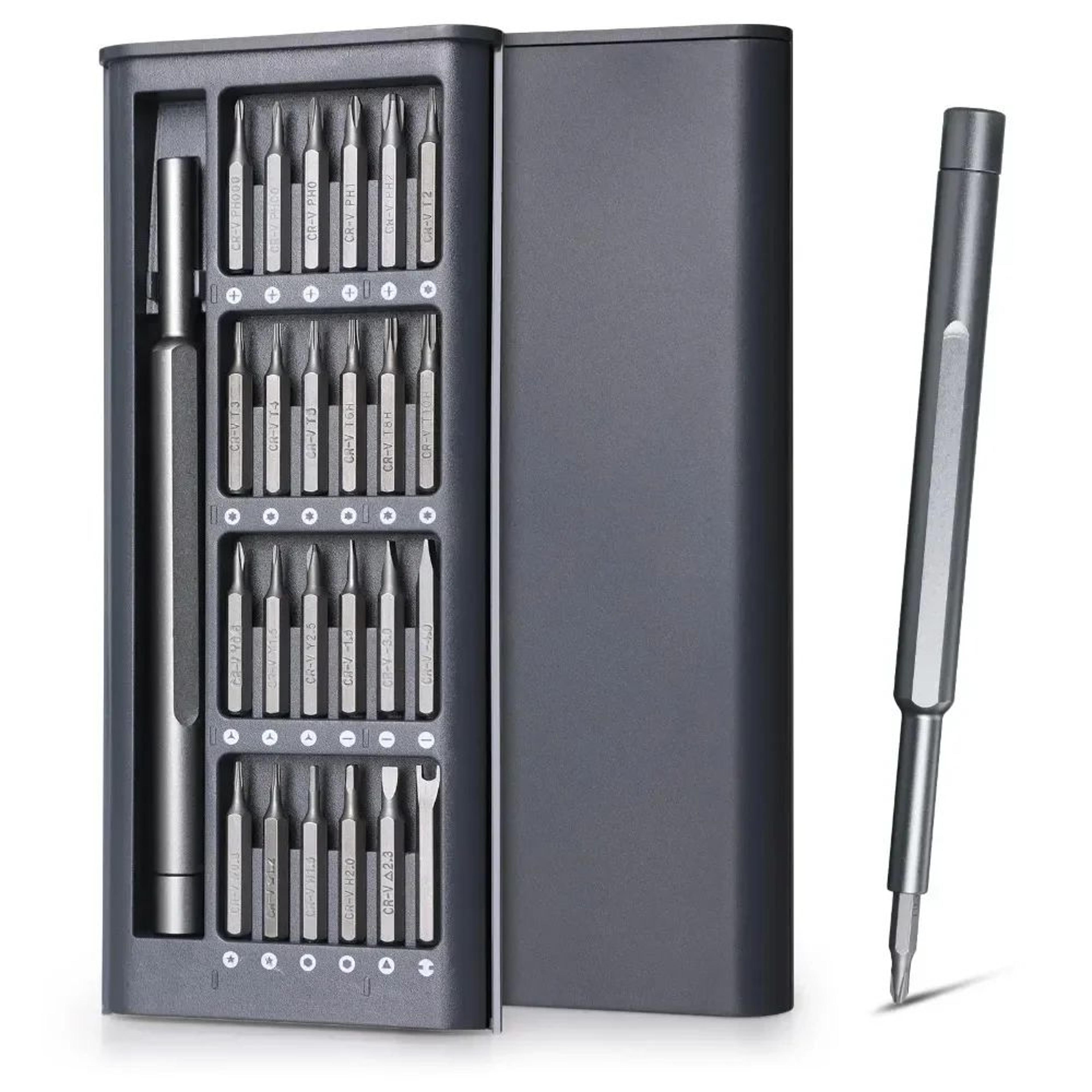 25-in-1 precision magnetic screwdriver set with multi-bits for iphone, pc, watch, camera, glasses repairs