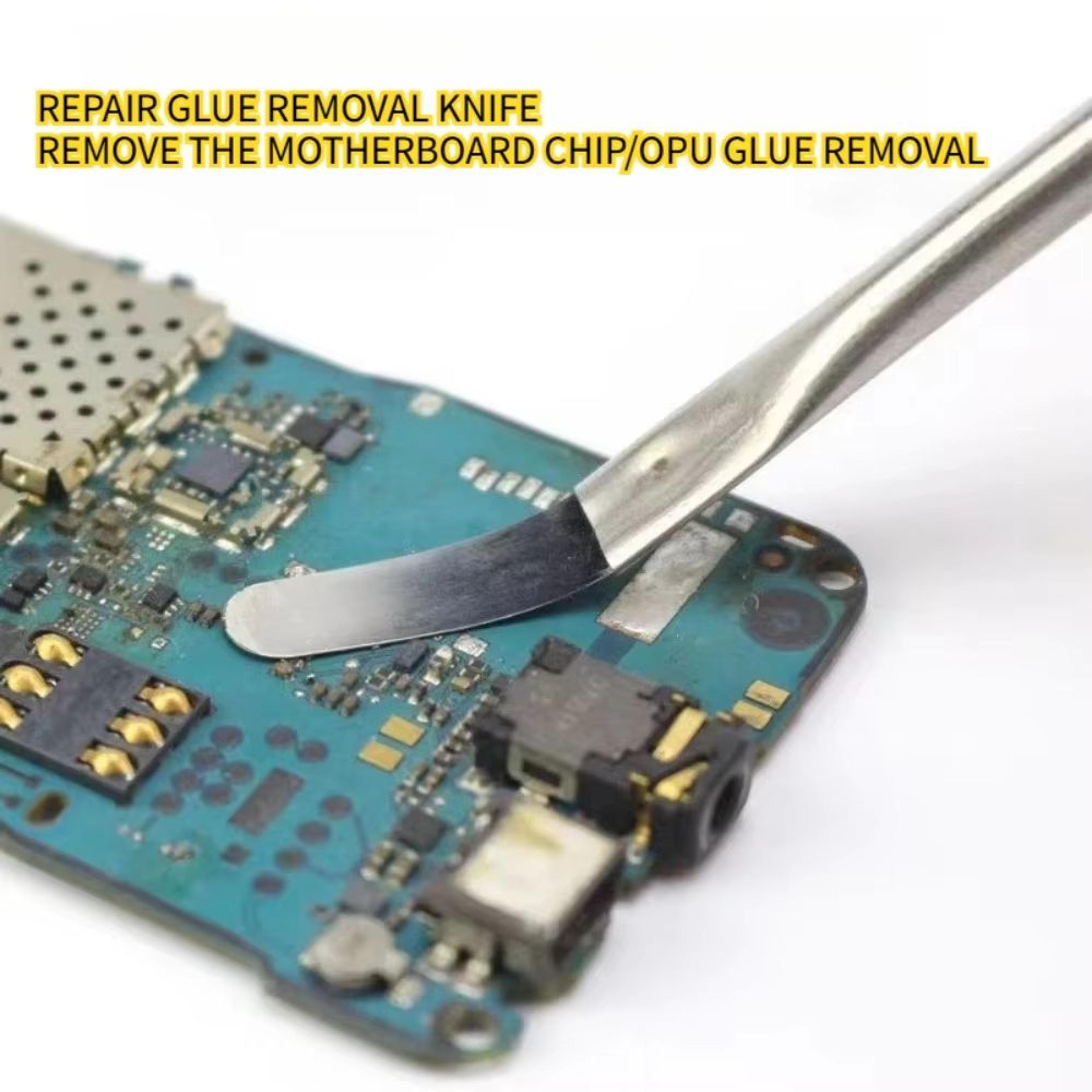 4-in-1 ic chip repair tool set with thin cpu metal removers and burin blades for phone and computer repairs