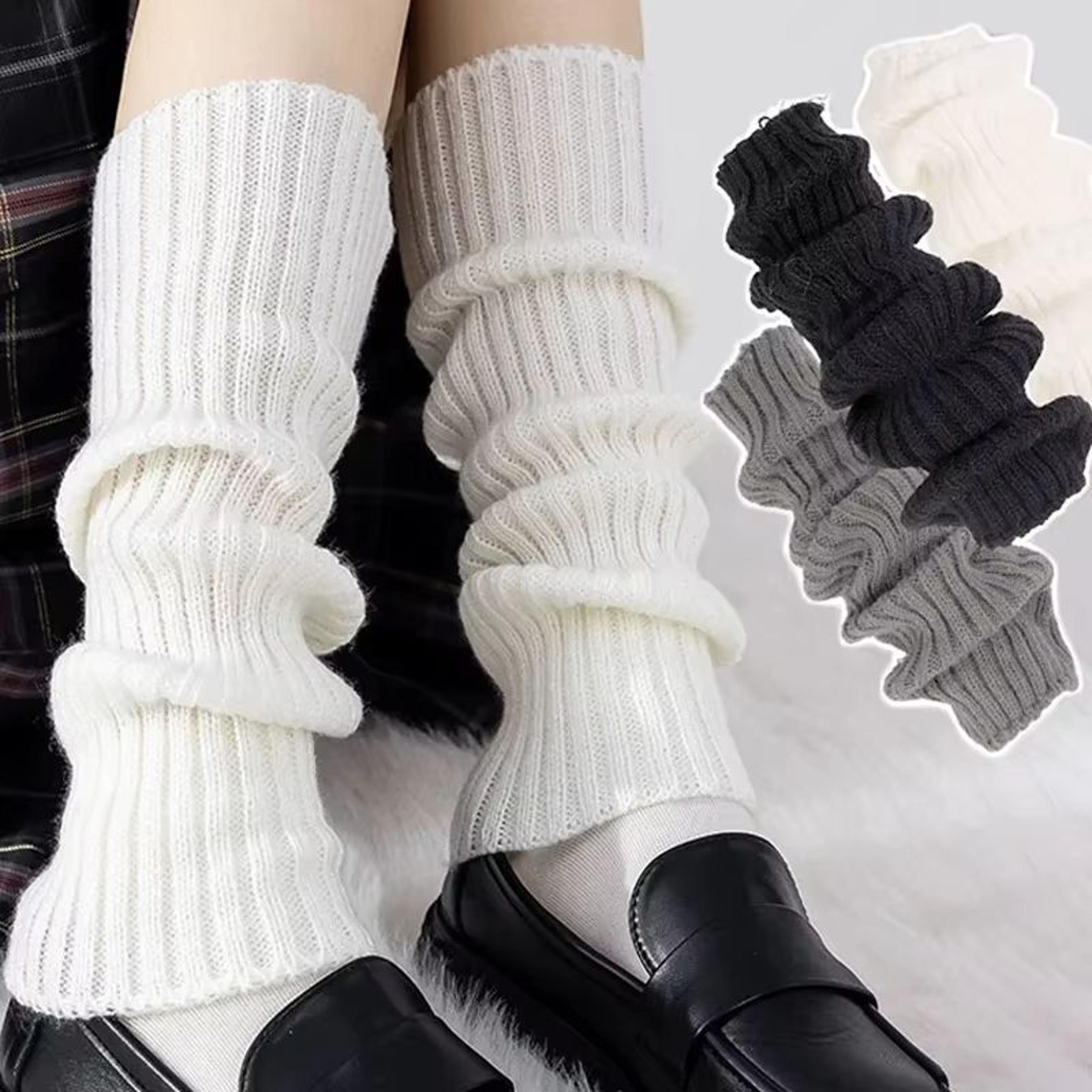 y2k women's wool knitted leg warmers japanese lolita long socks boot cuffs autumn winter foot and arm covers