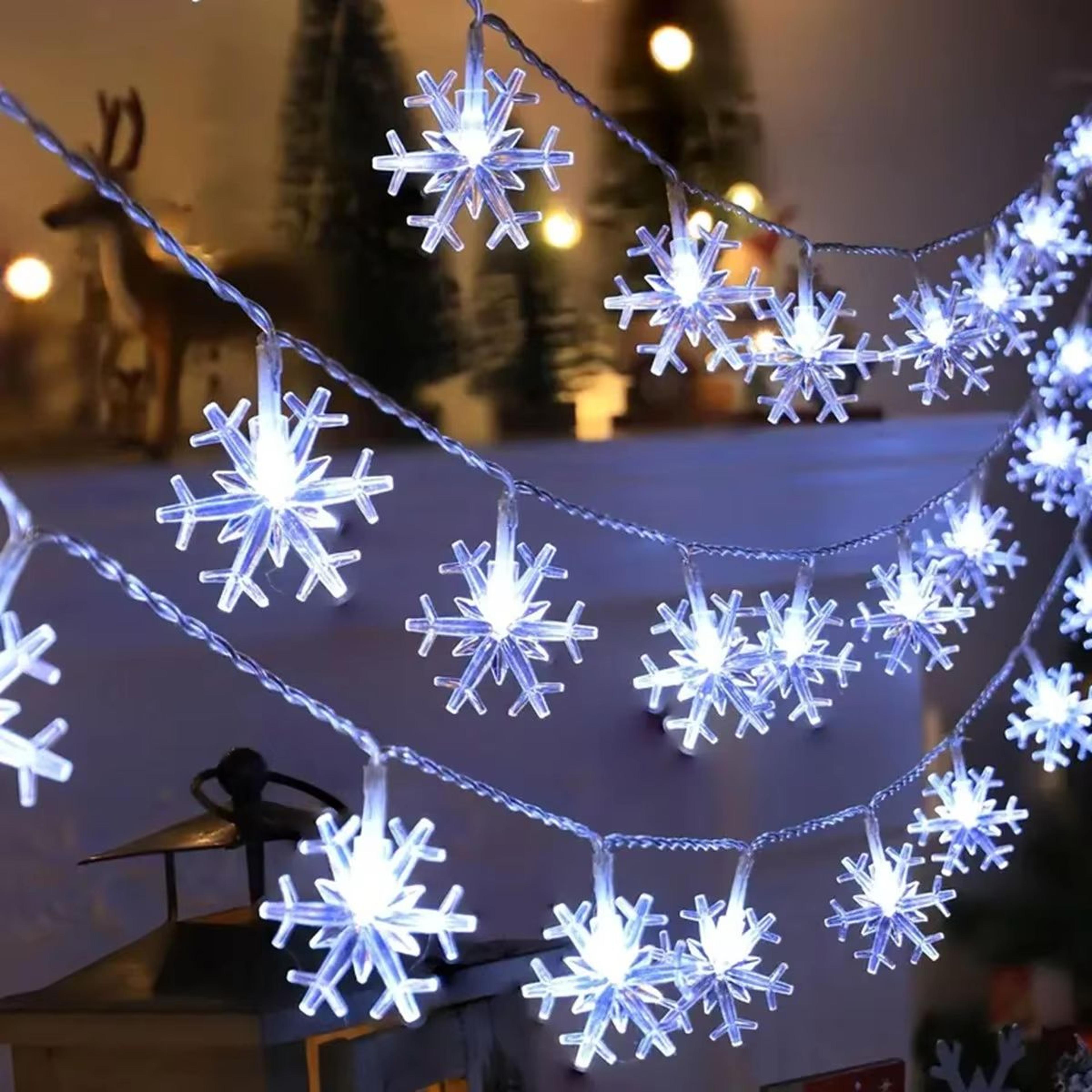 winterglow led christmas snowflake string light – indoor & outdoor hanging decorative fairy lights