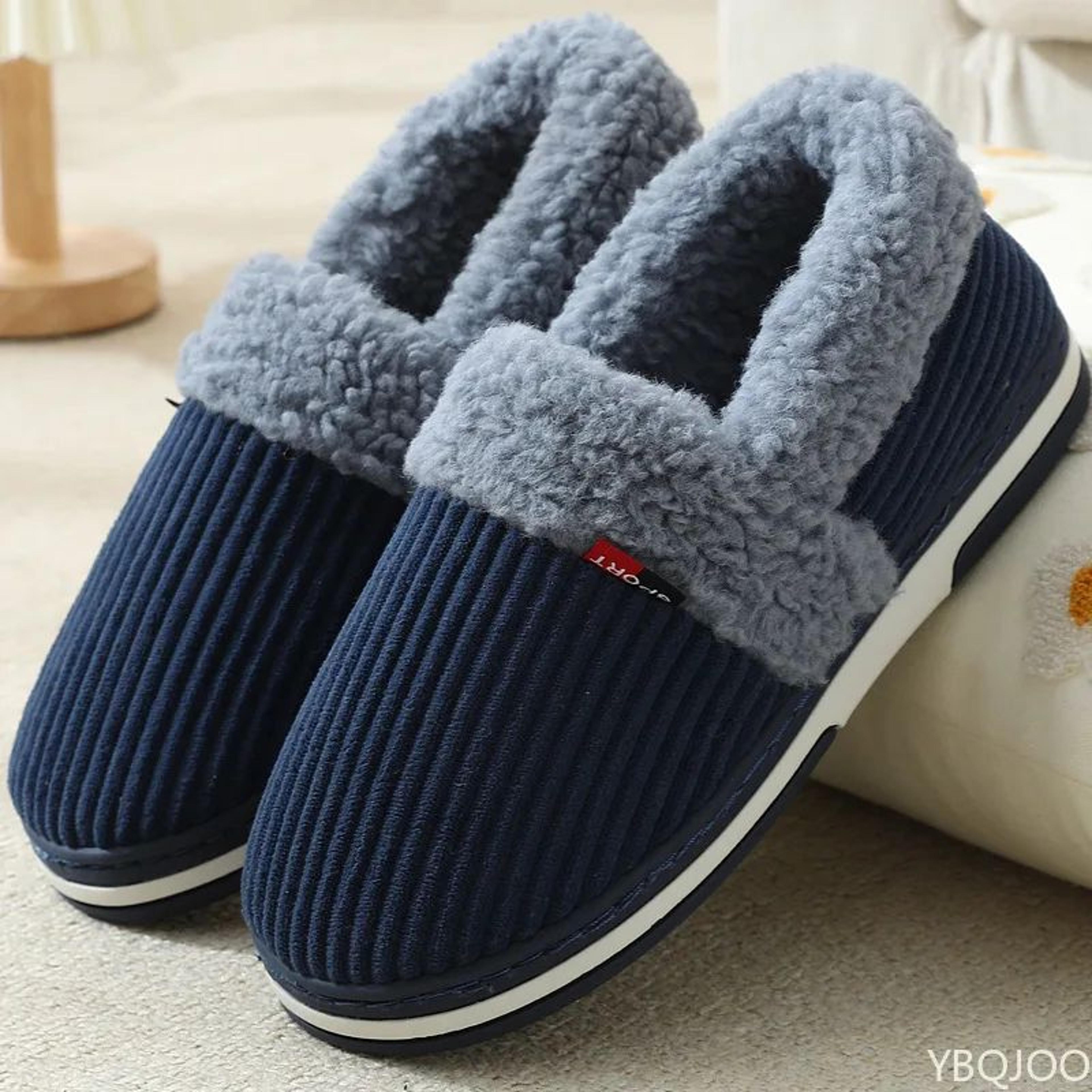 plush winter indoor slippers for men and women with bag heel and non-slip sole