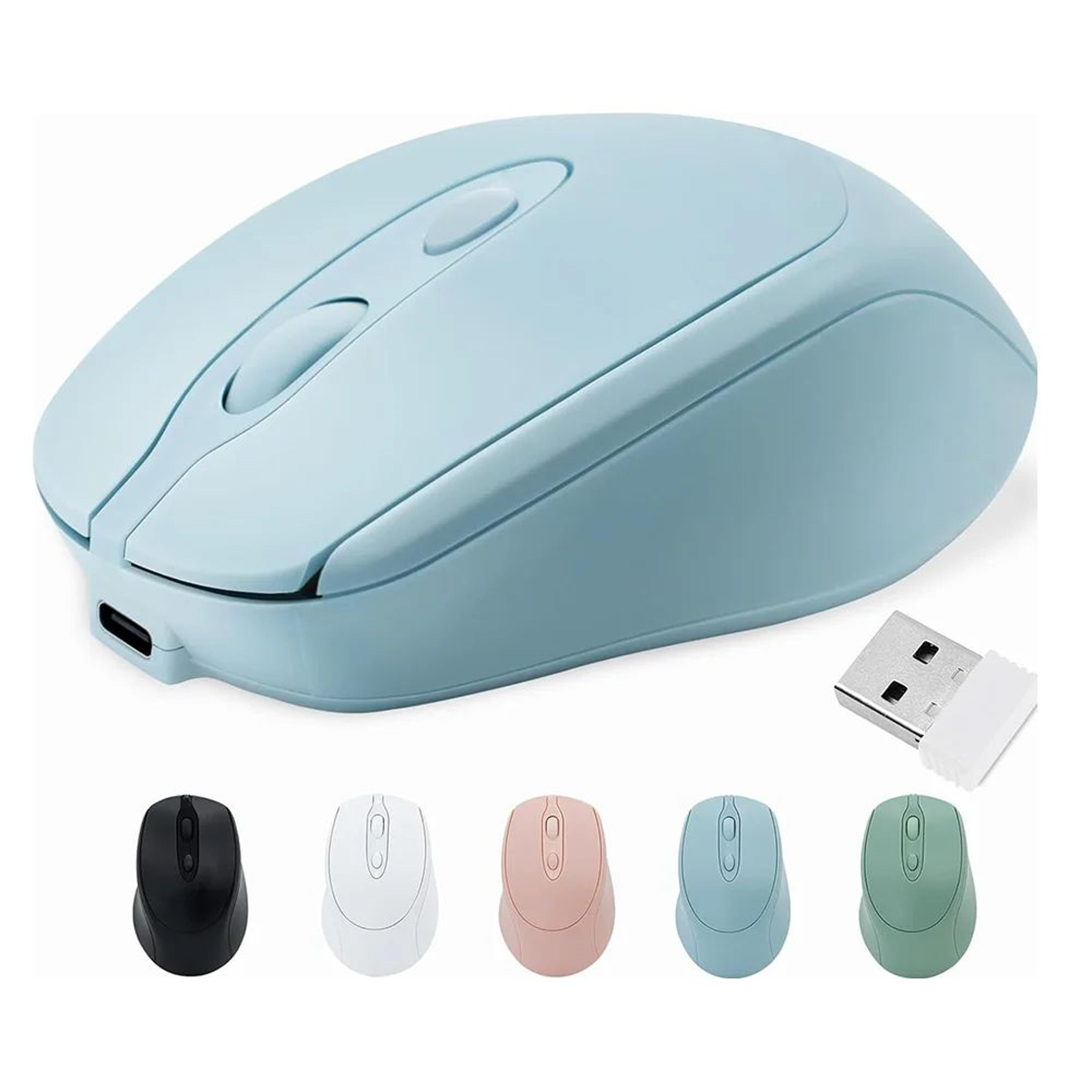 dual mode wireless mouse with bluetooth and 2.4g usb, rechargeable silent click for pc, macbook, laptop, and tablet