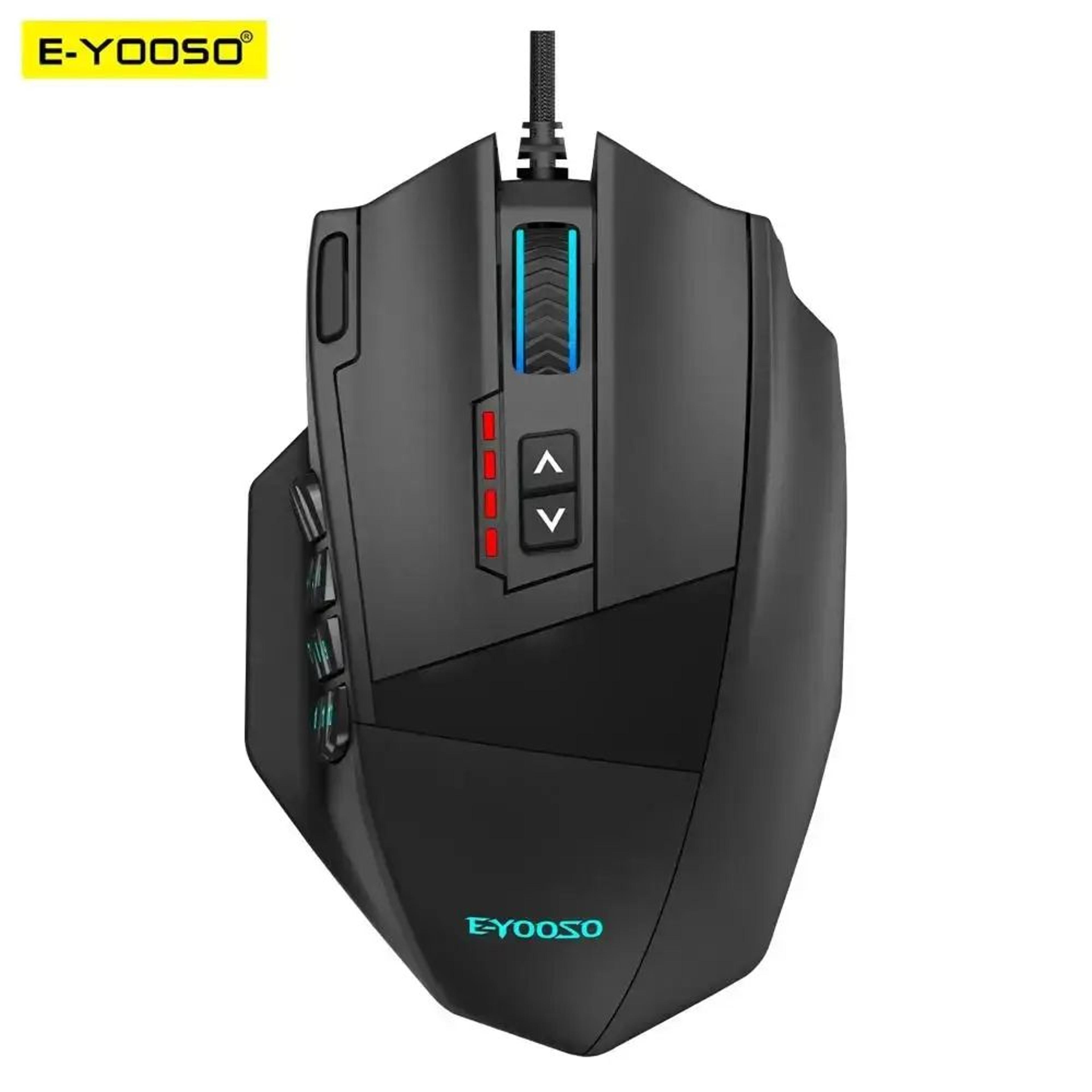 e-yooso x-39 wired gaming mouse with 19 programmable buttons, rgb backlight, up to 24000 dpi