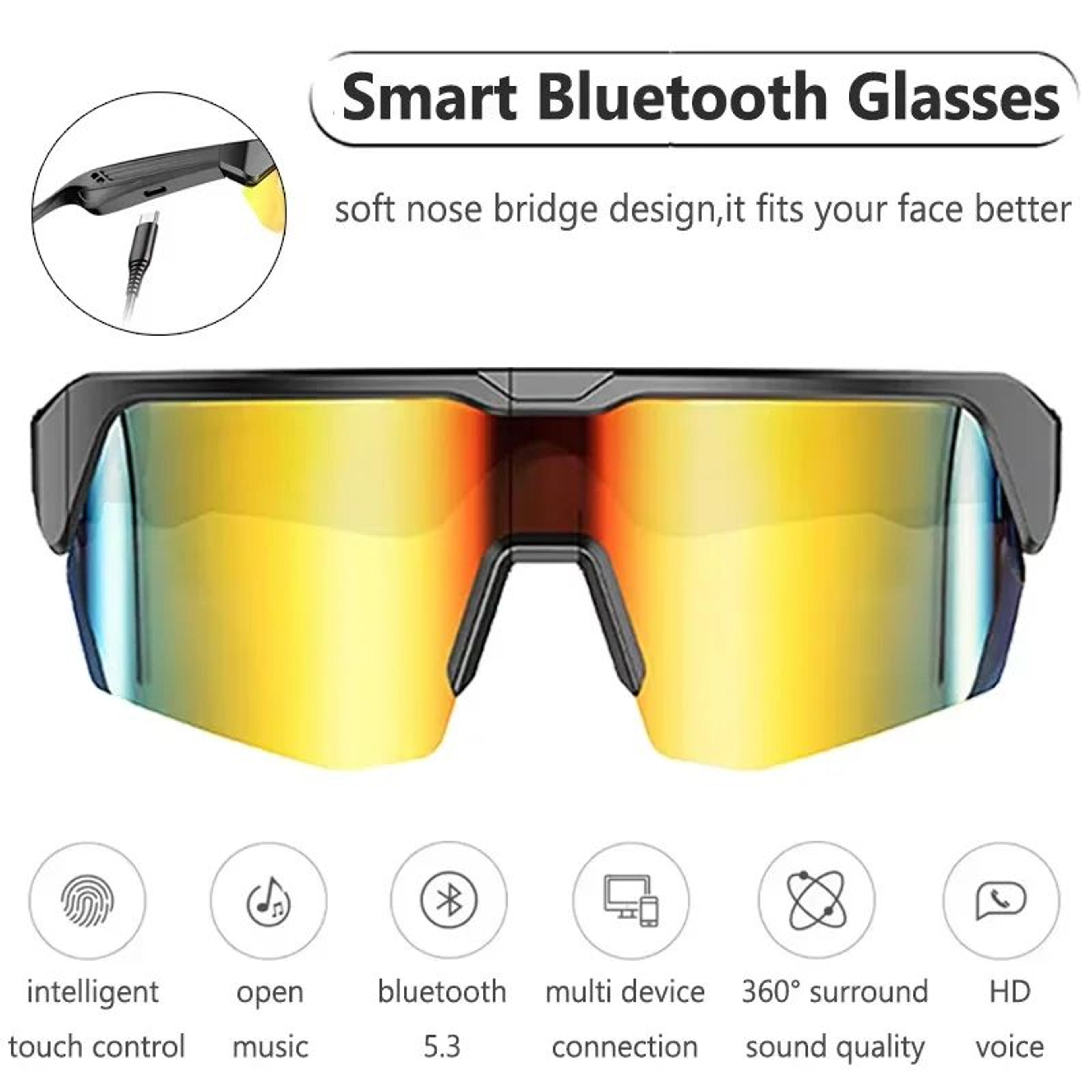 bluetooth smart glasses with audio call, music playback and remote touch controls for cycling, sports, driving