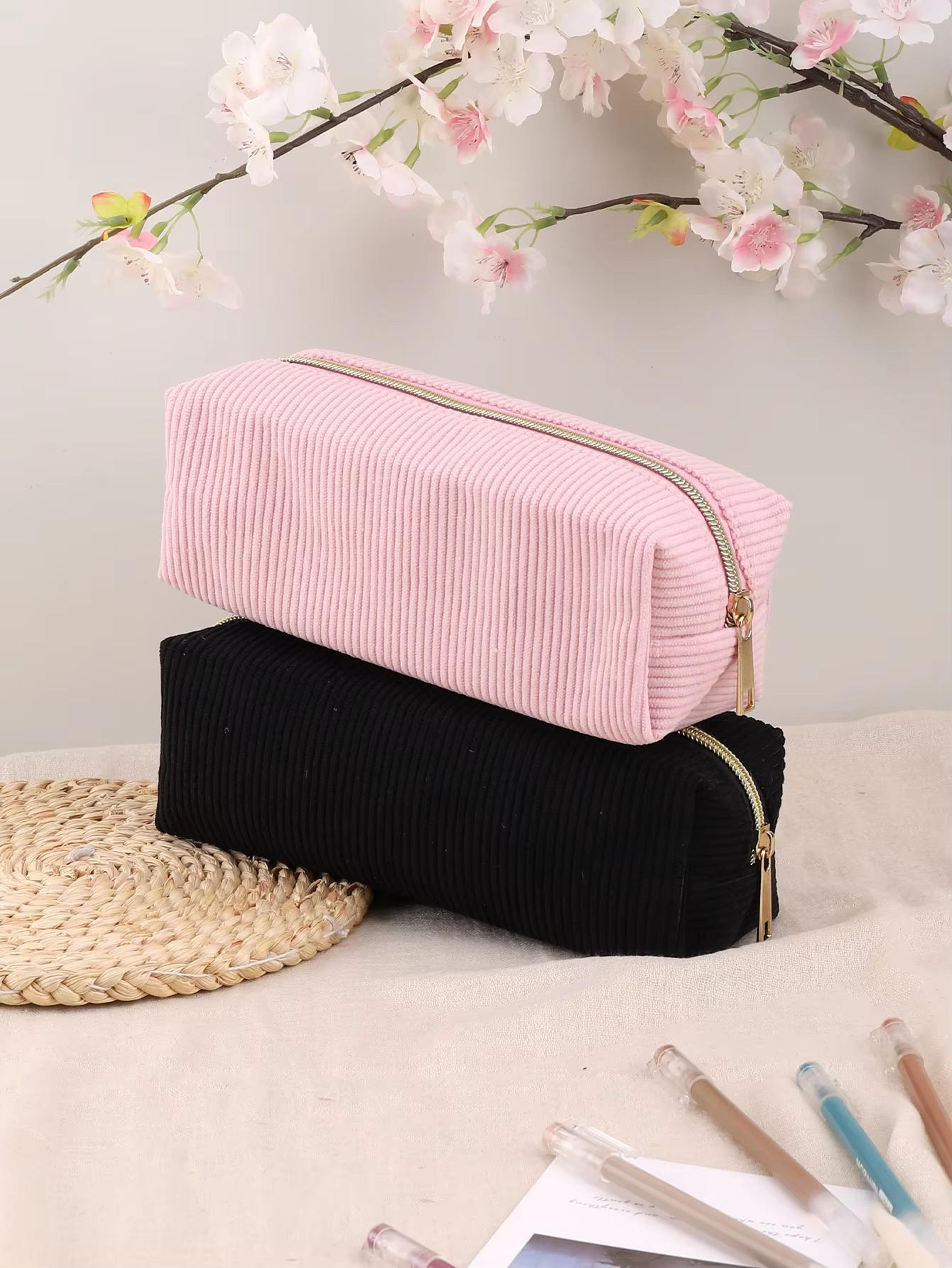 large capacity solid color pencil case zipper stationery organizer bag for school and office