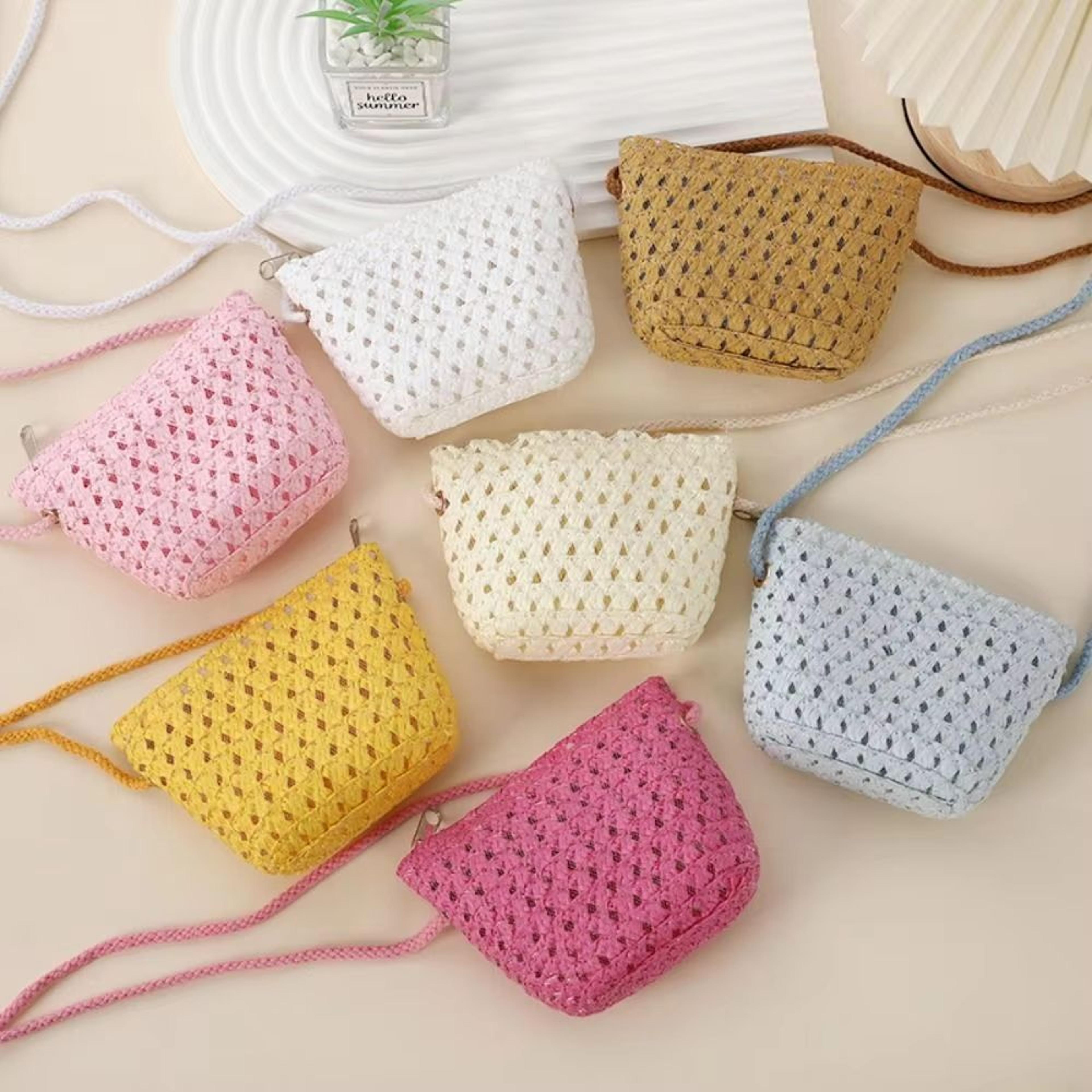 mini handwoven straw crossbody bag for women and girls