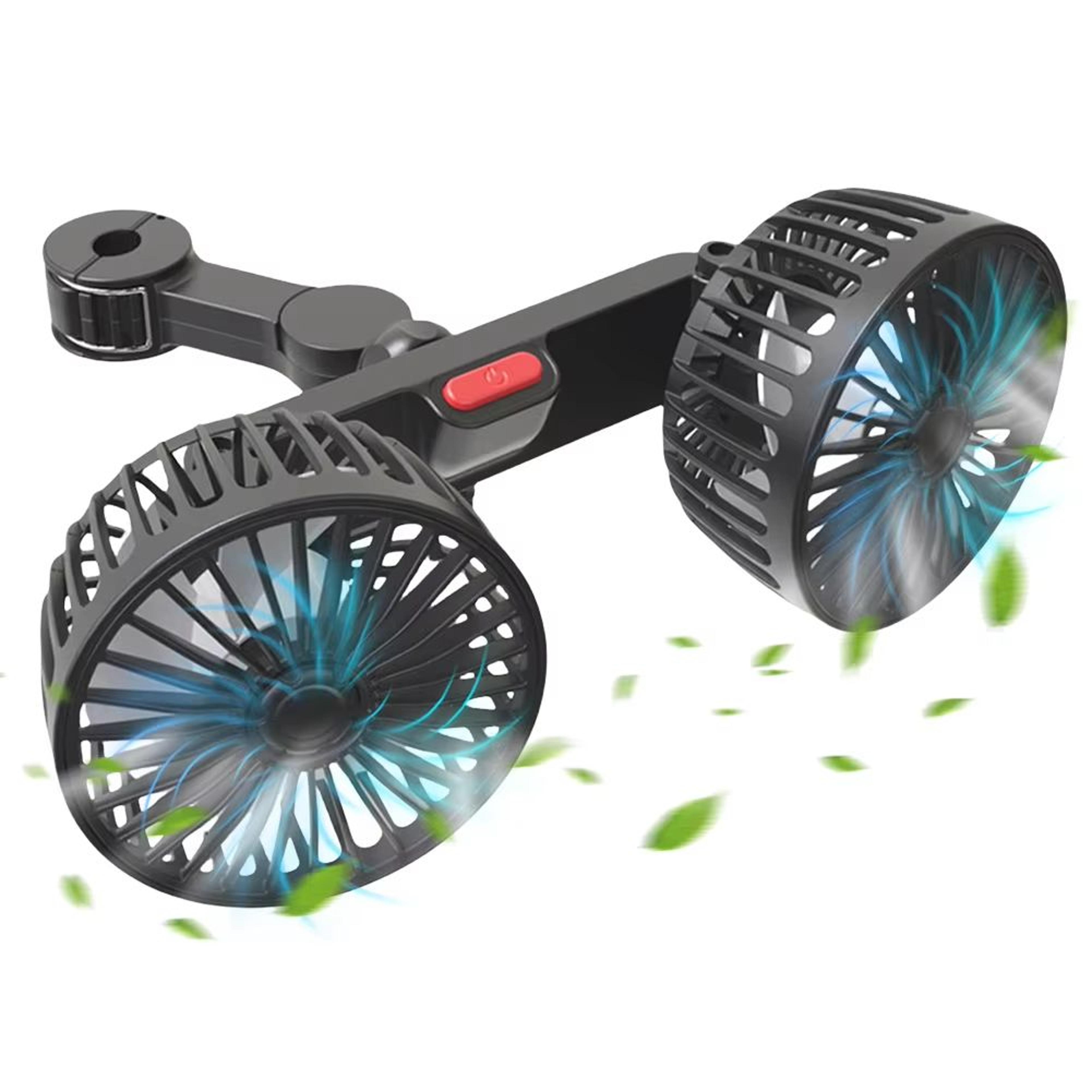 dual head 360 degree rotating car seat cooling fan (12v / 24v usb)