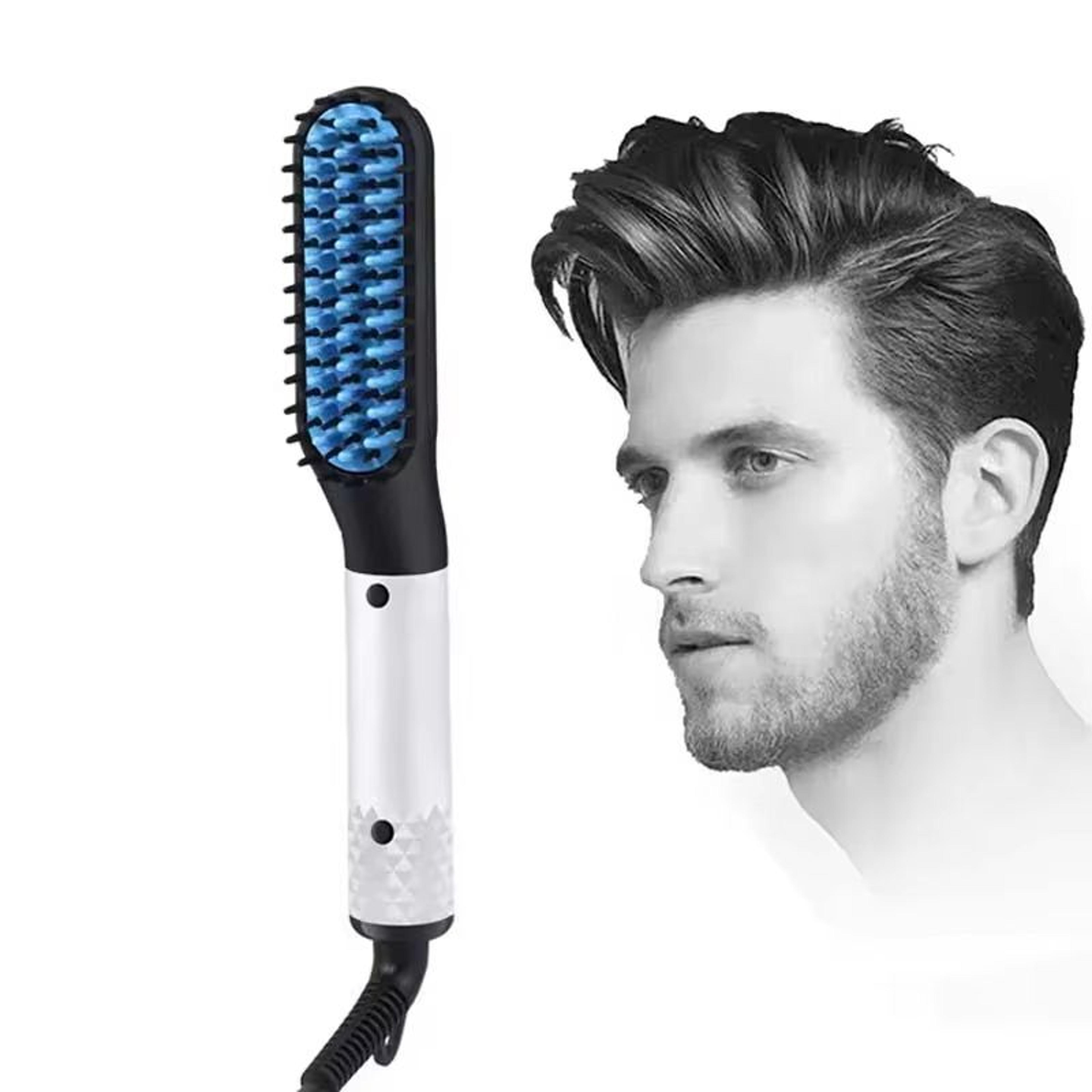 2-in-1 beard straightener brush portable heated beard comb for men's hair and beard styling