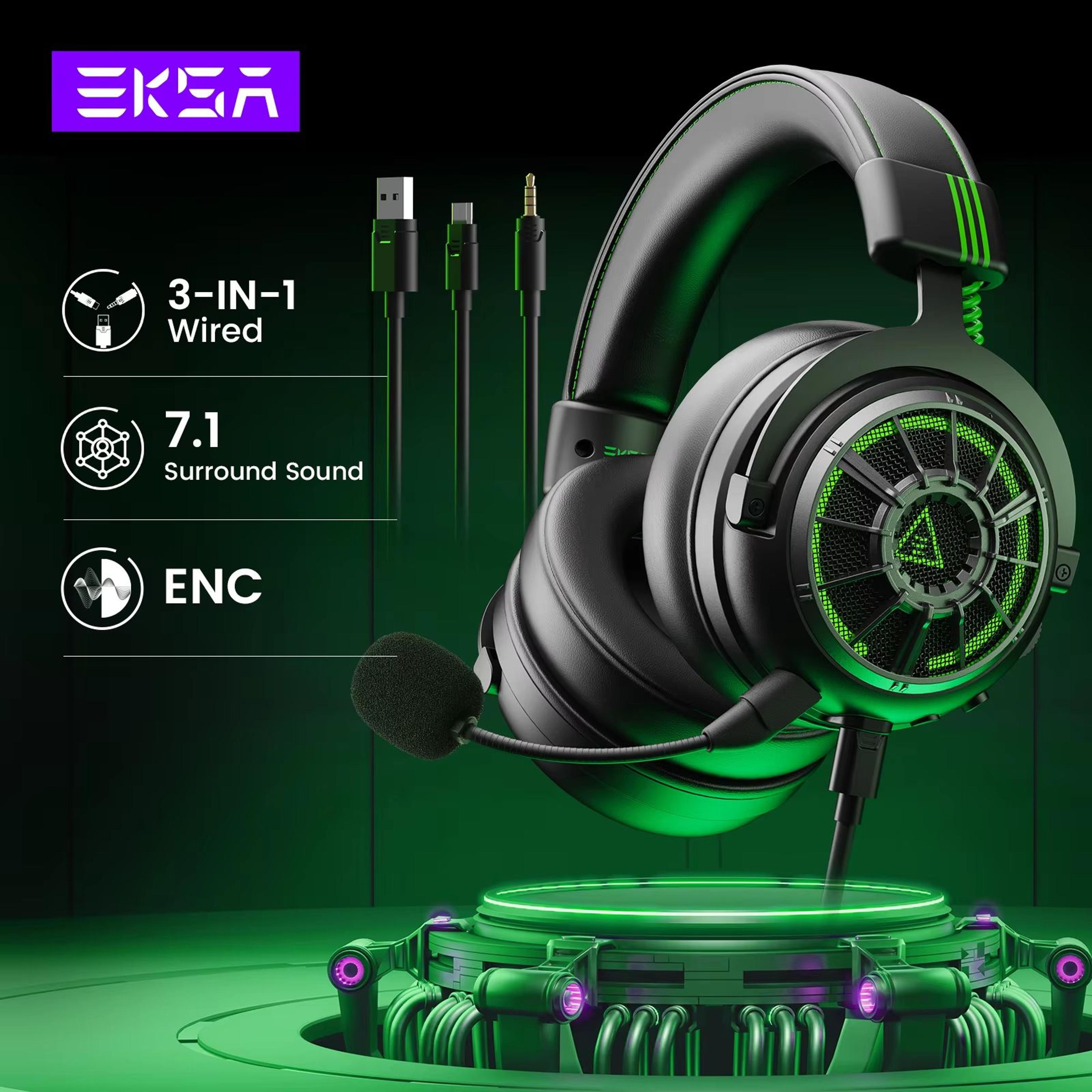eksa e5000 pro 7.1 surround sound wired gaming headset with enc microphone