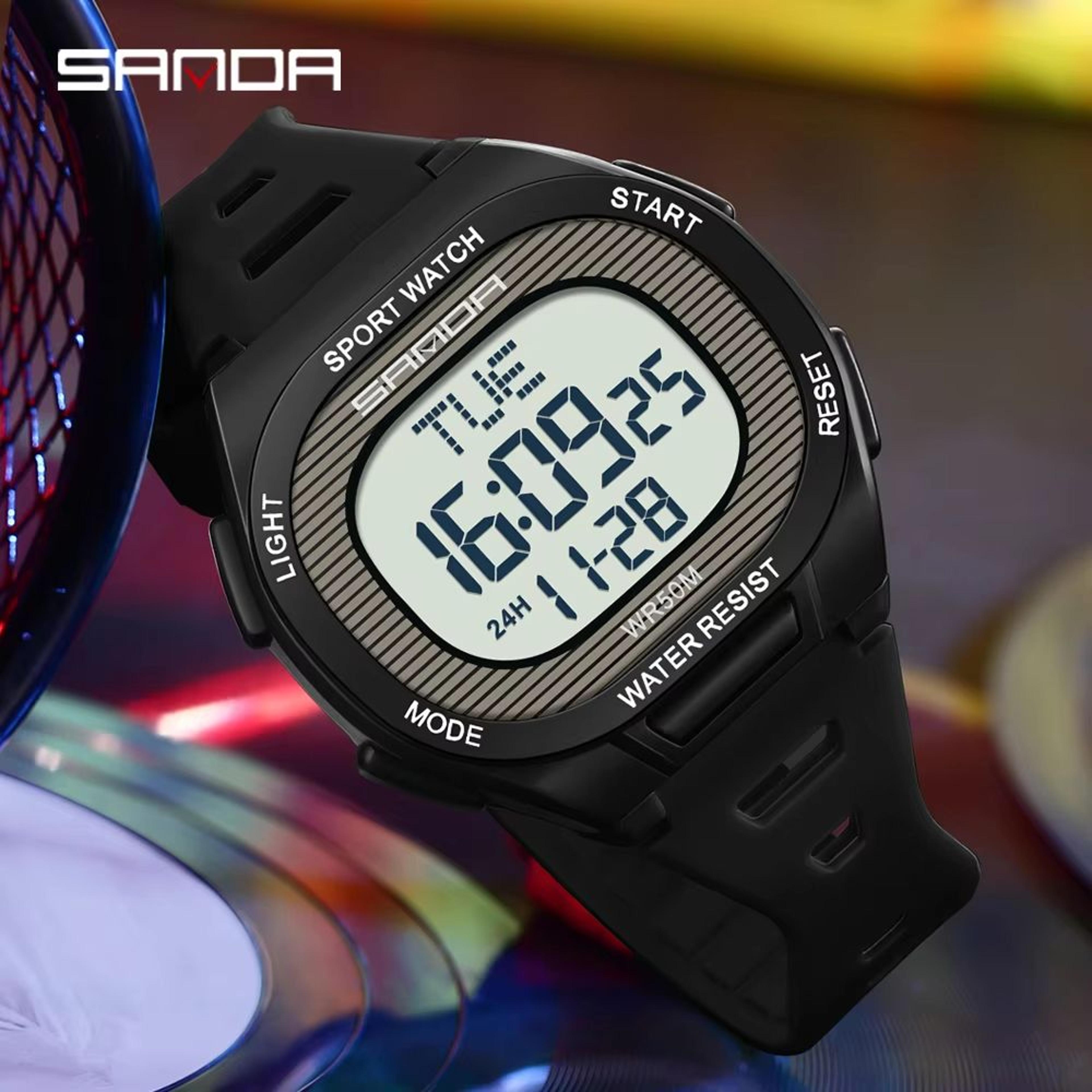 sanda 2195 luxury military digital sports watch with led display and dual time