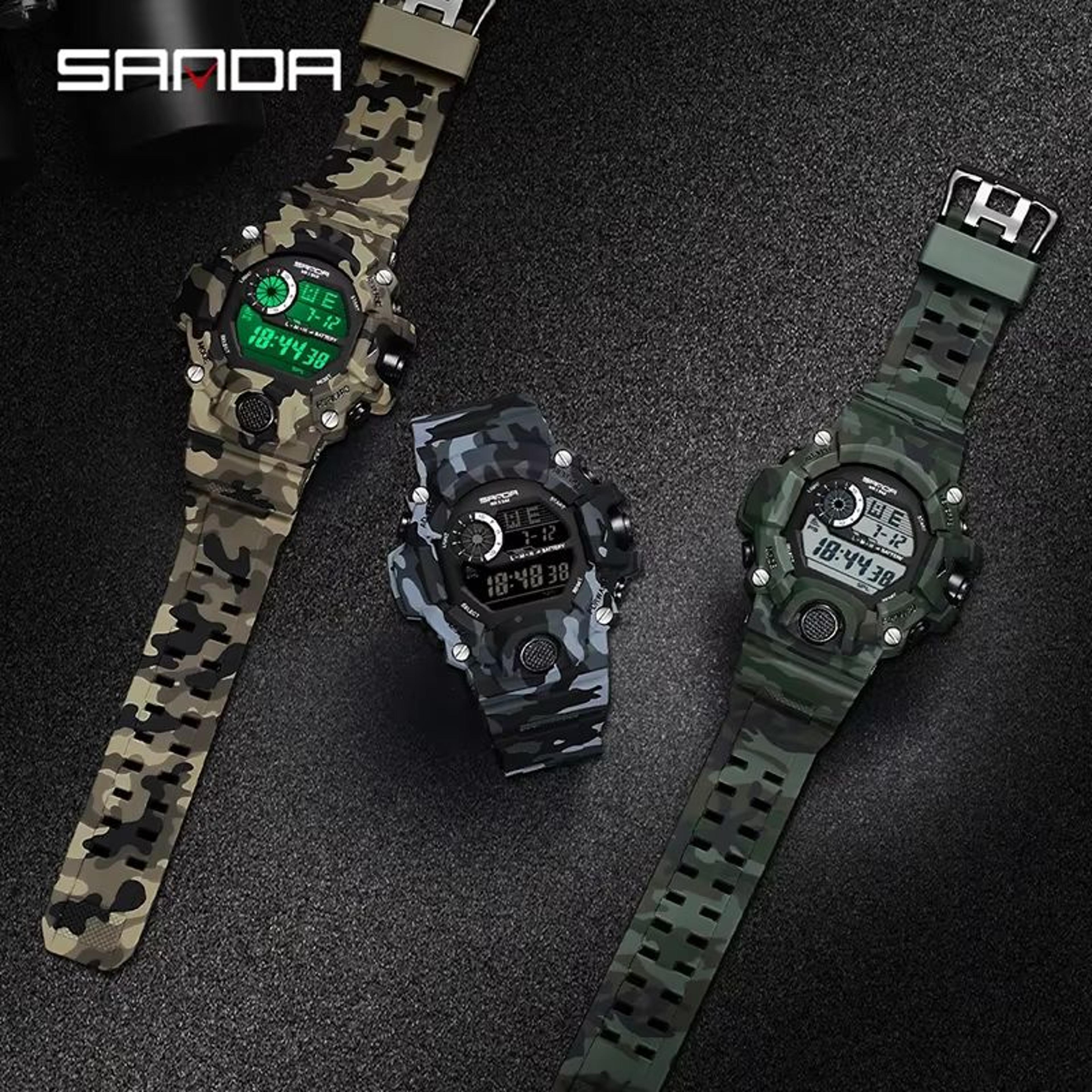 sanda 2183 military style digital sports watch with alarm and led backlight