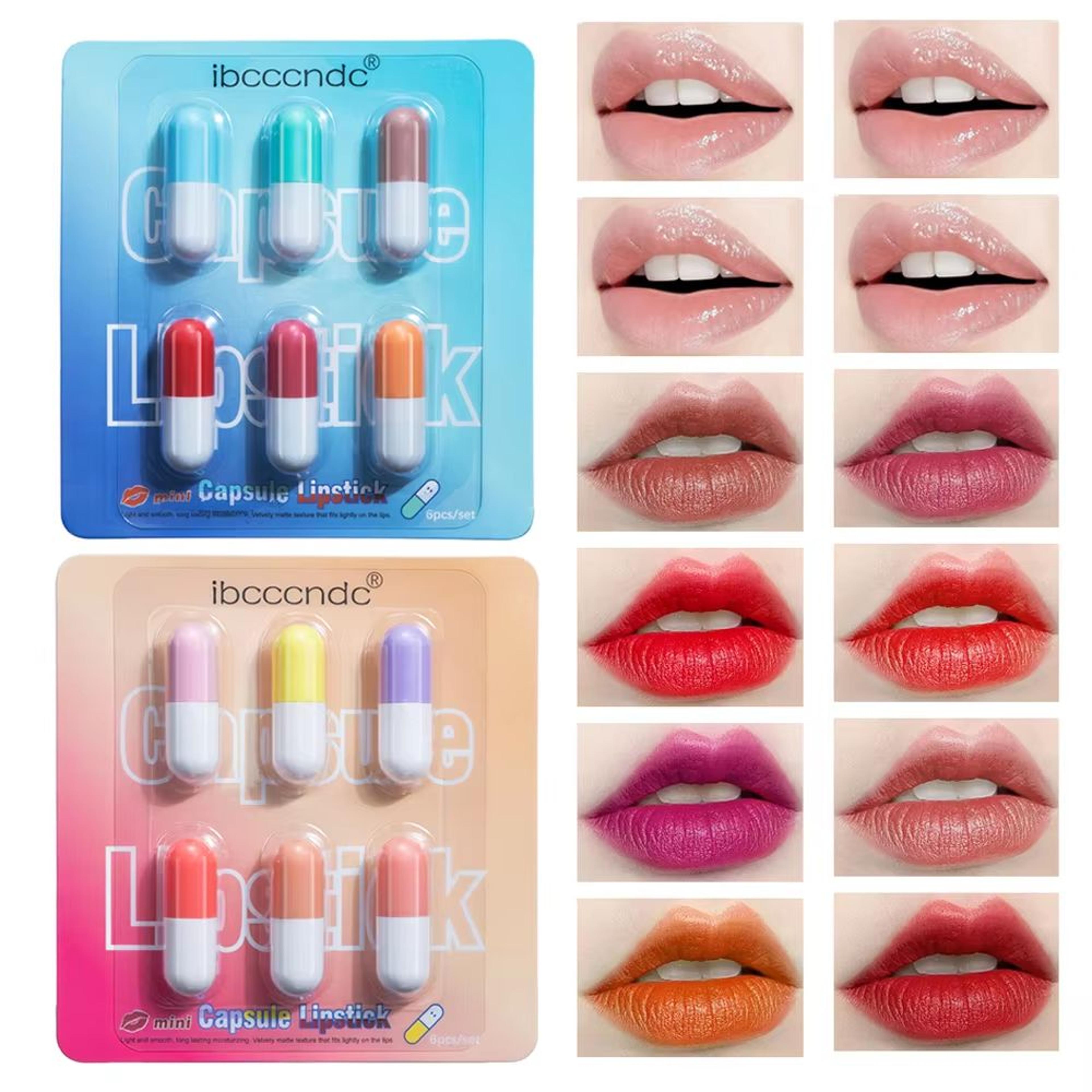 capsulecharm mini capsule lipstick set – moisturizing capsule lipstick set with waterproof mini lipstick kit (6pcs)