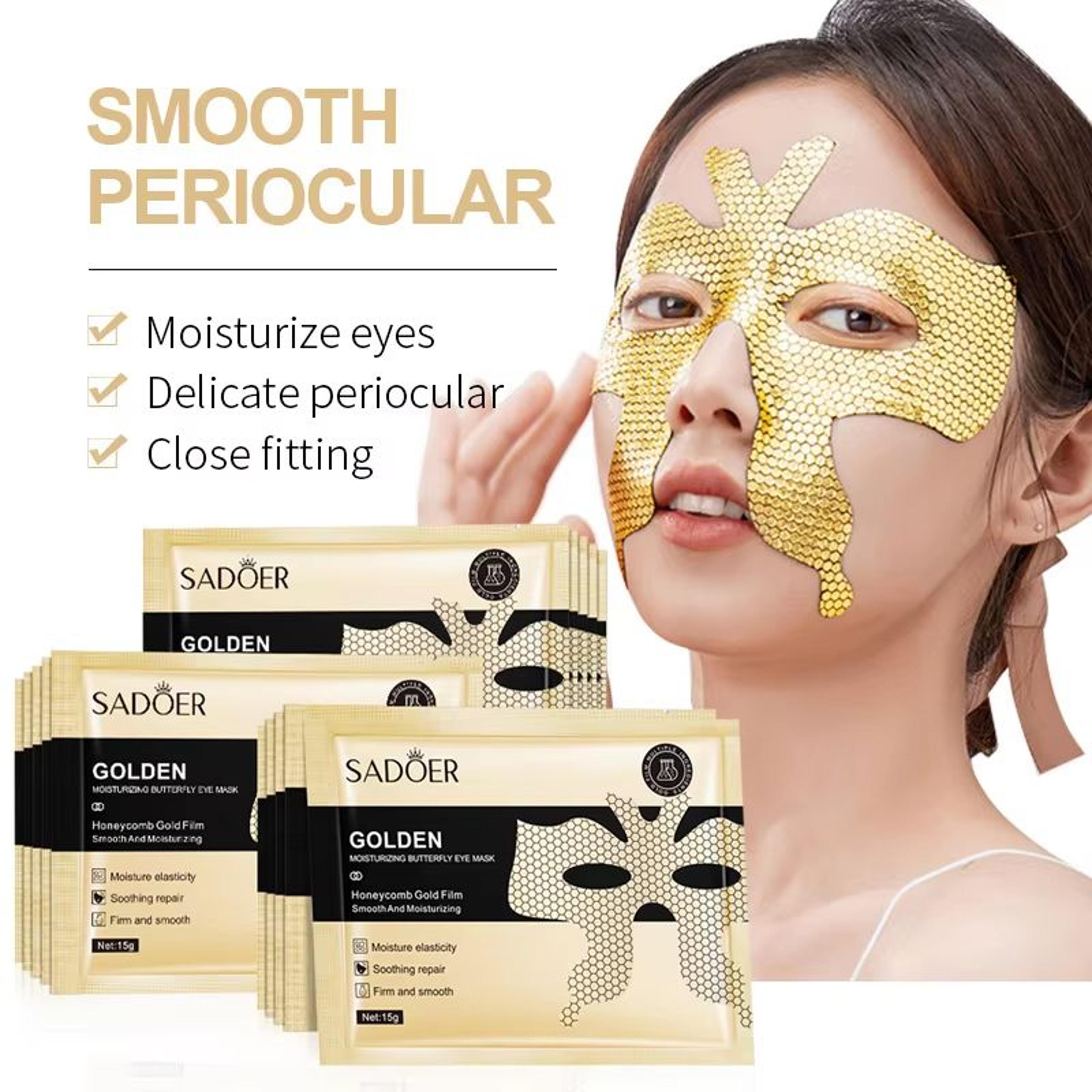 sadoer peptide collagen eye mask 10pcs golden eye patches for dark circles and firming hydration