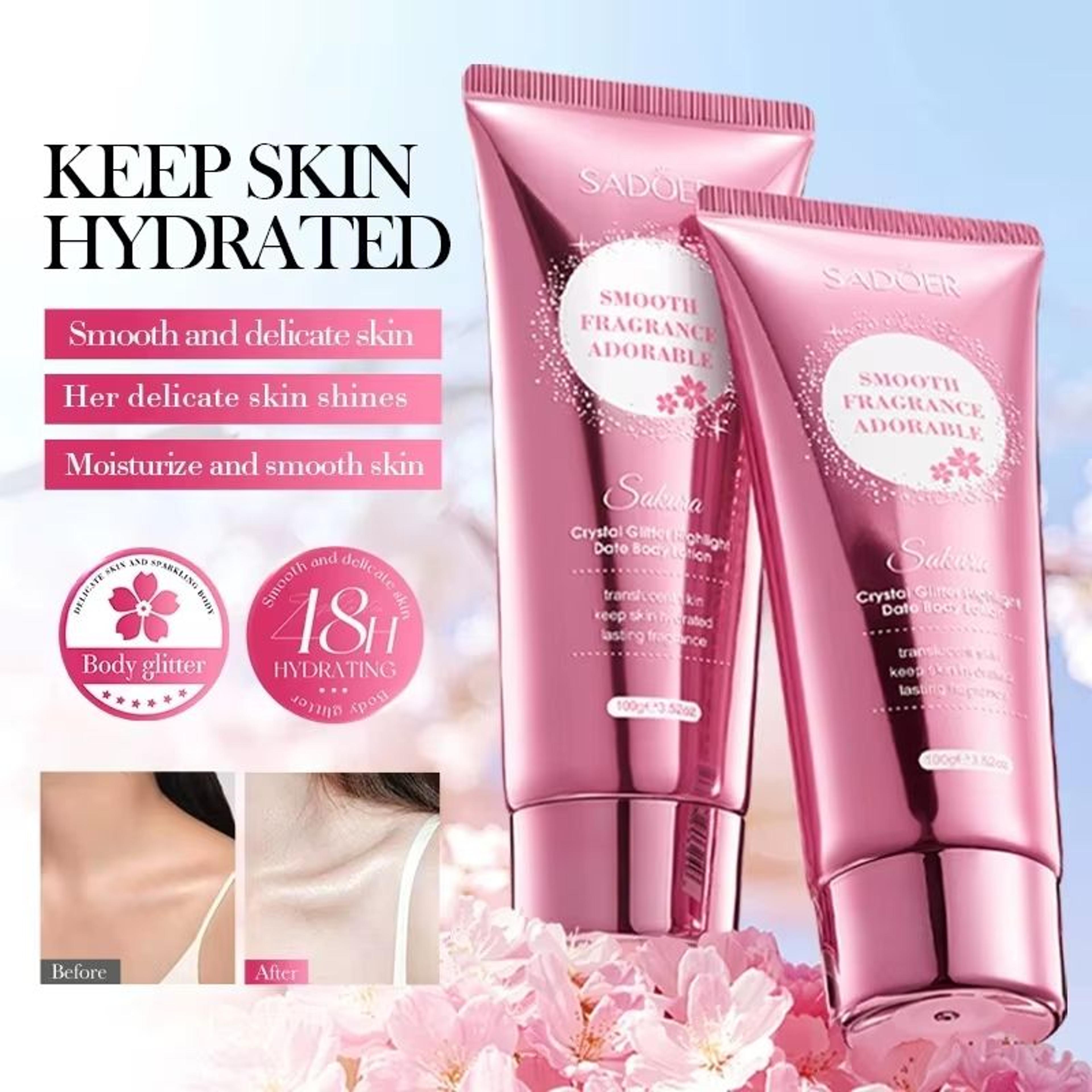 sadoer sakura body lotion shimmering hydrating body cream with floral fragrance and skin brightening care