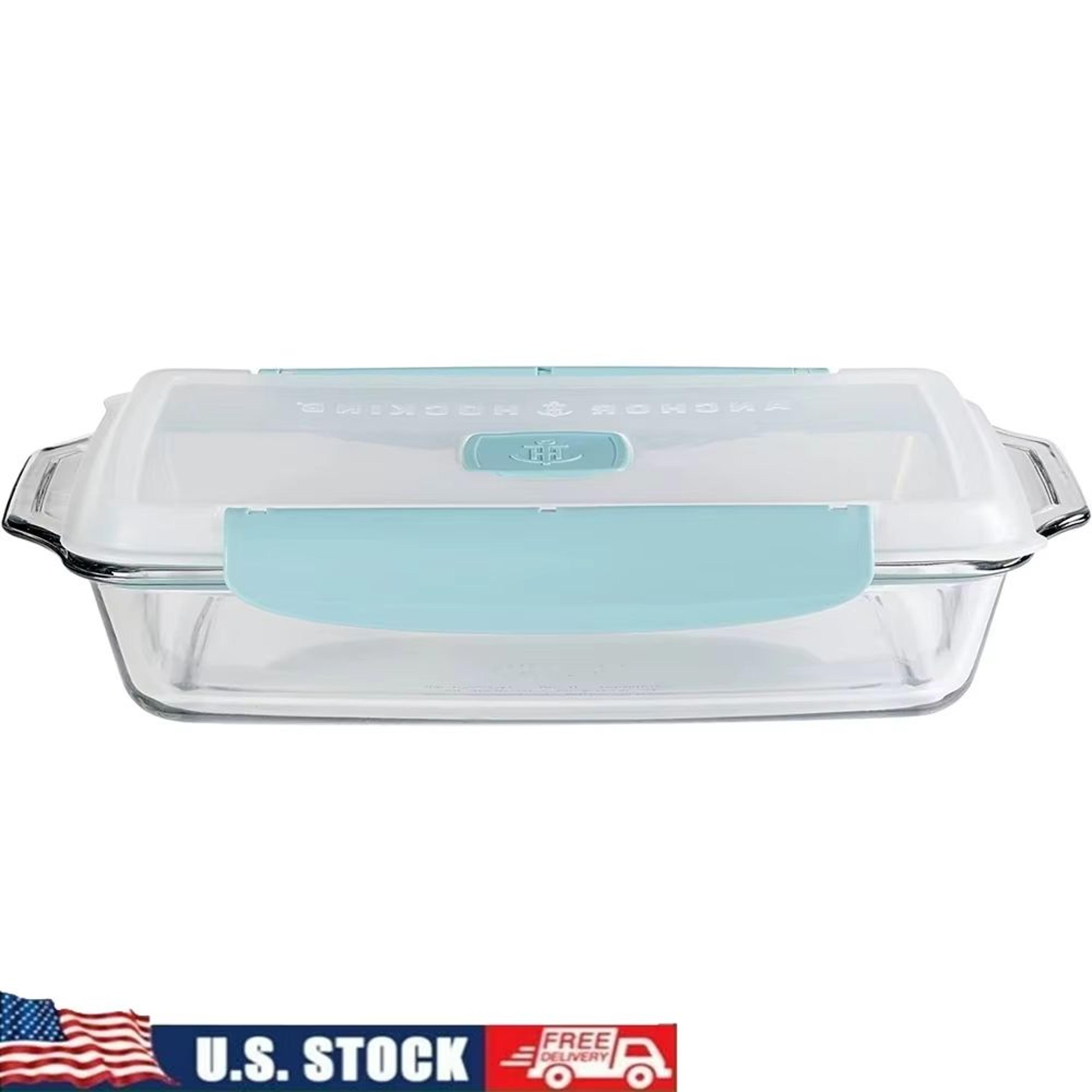 truelock 3 quart glass baking dish with locking lid and steam vent