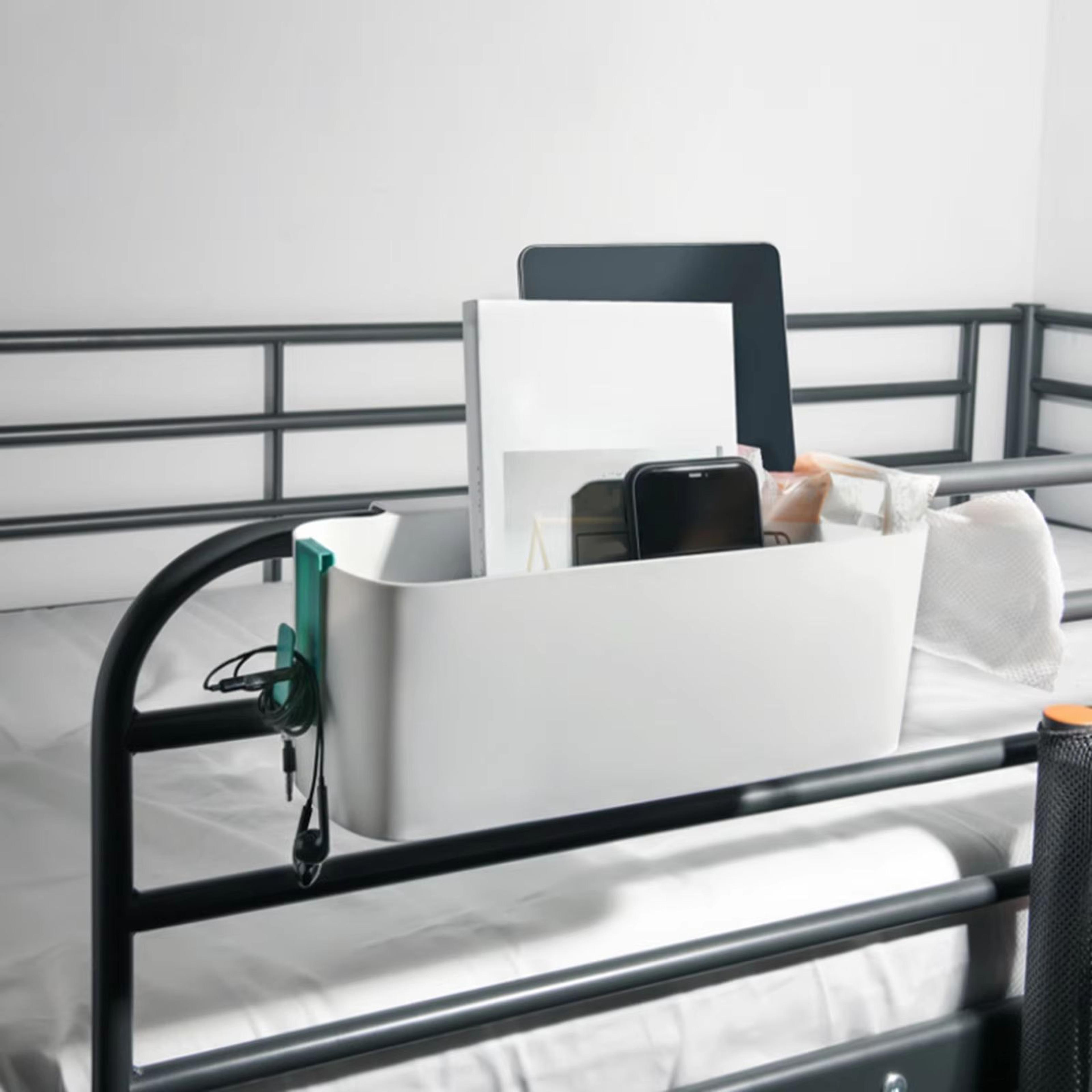 bedside storage caddy with double hook hanging organizer for beds and cribs
