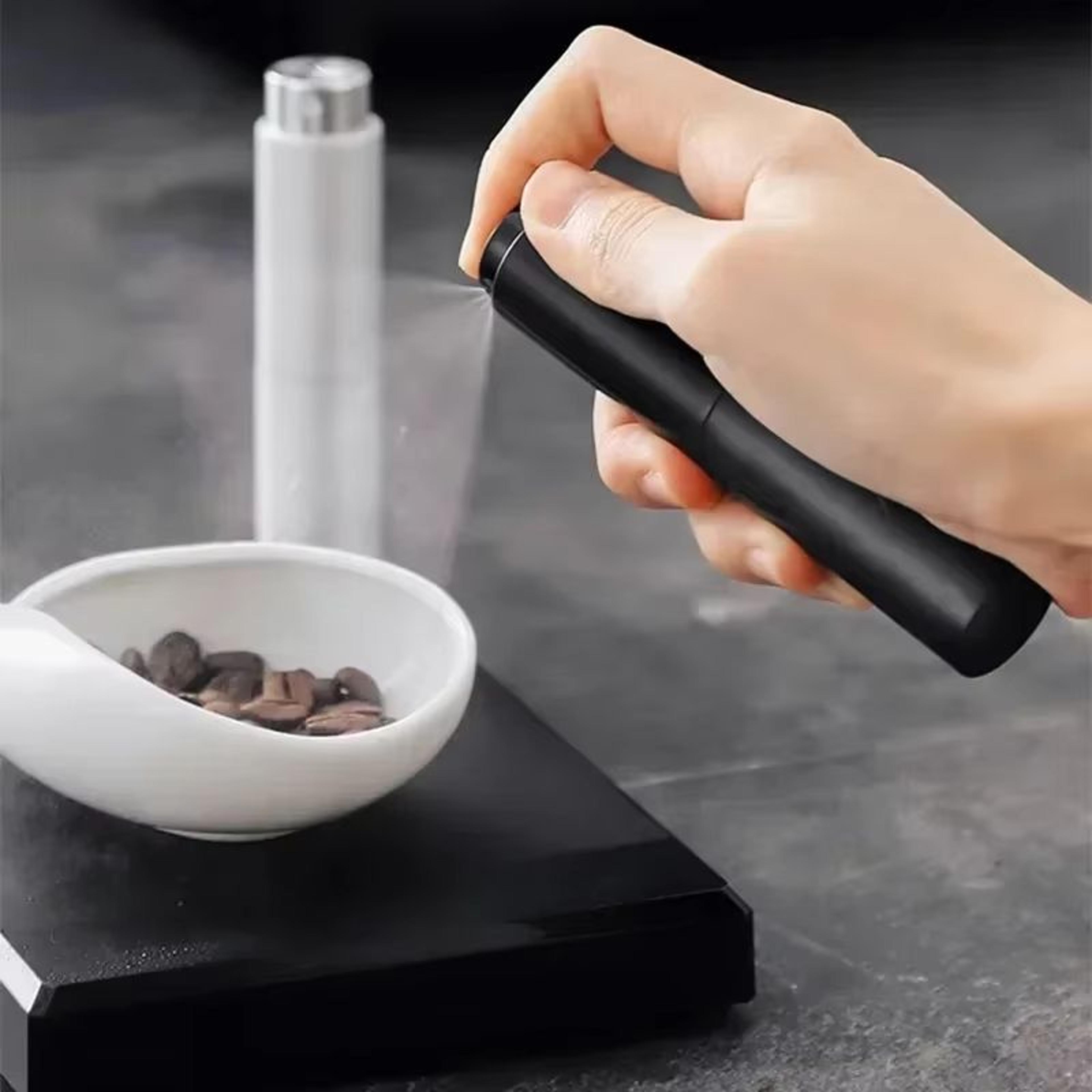 coffee bean dosing cup with anti static spray bottle for espresso grinding
