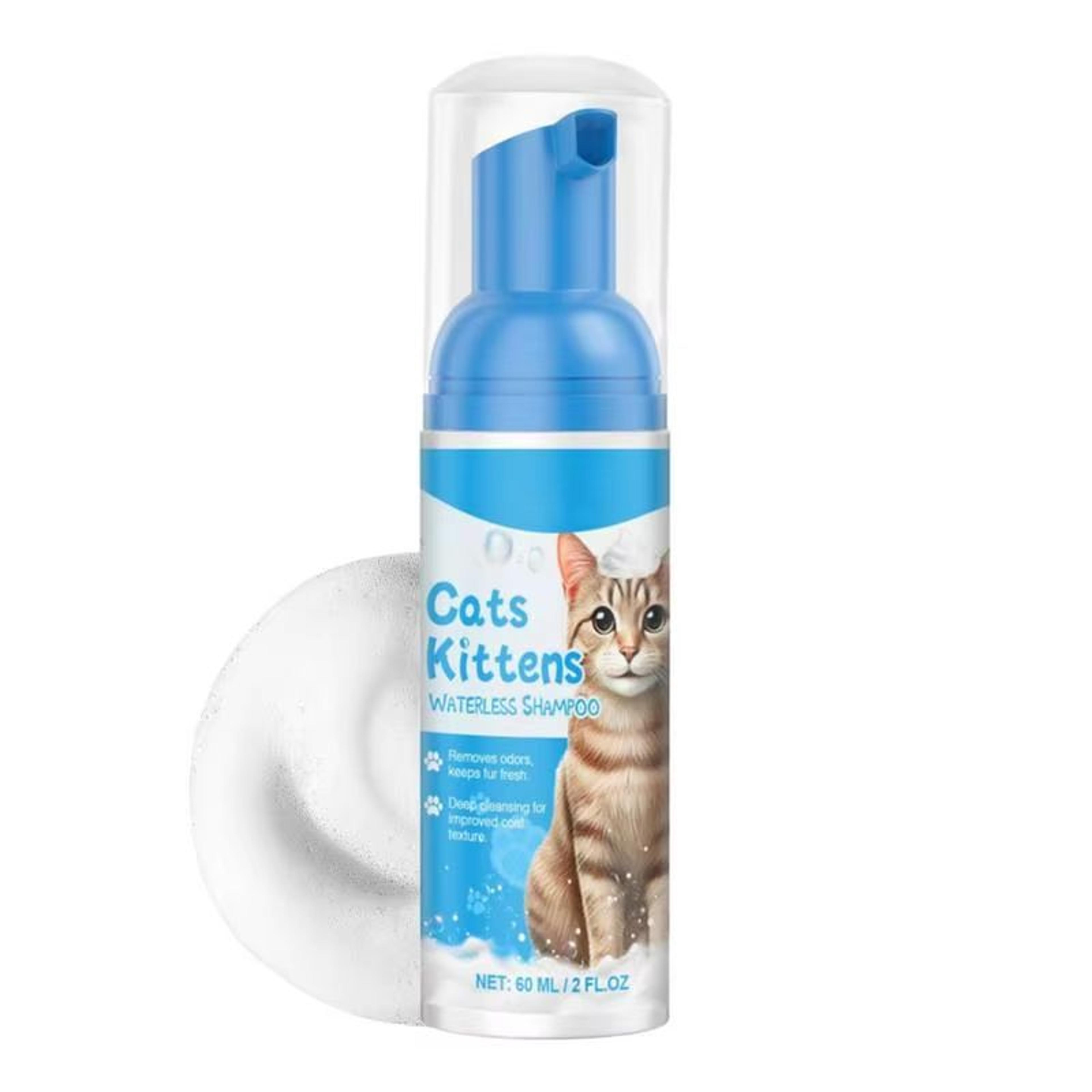 waterless cat shampoo foam for sensitive skin, lick safe no rinse cleanser 2.03 fl oz