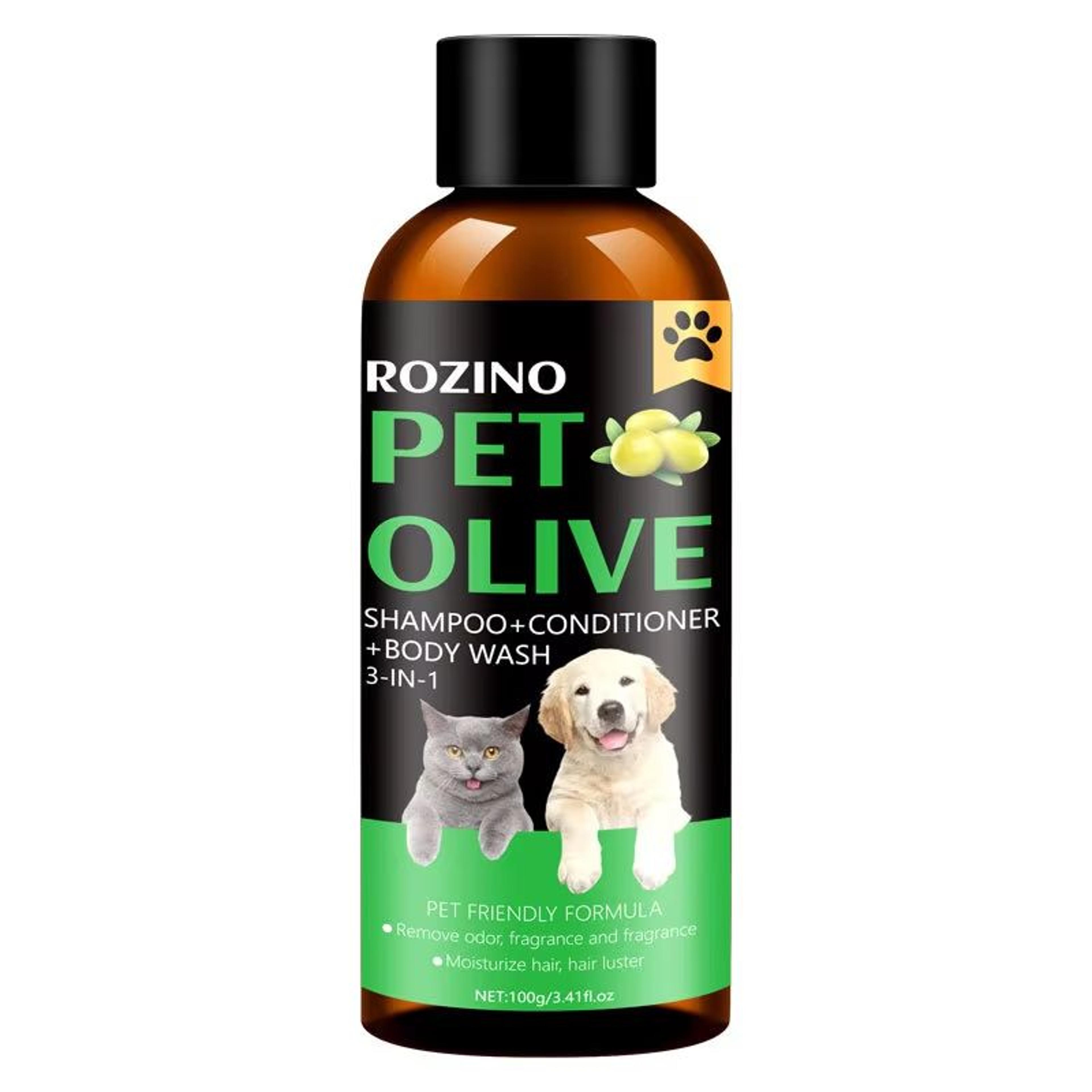 olive pet shampoo and conditioner for cats and dogs, gentle moisturizing shower gel