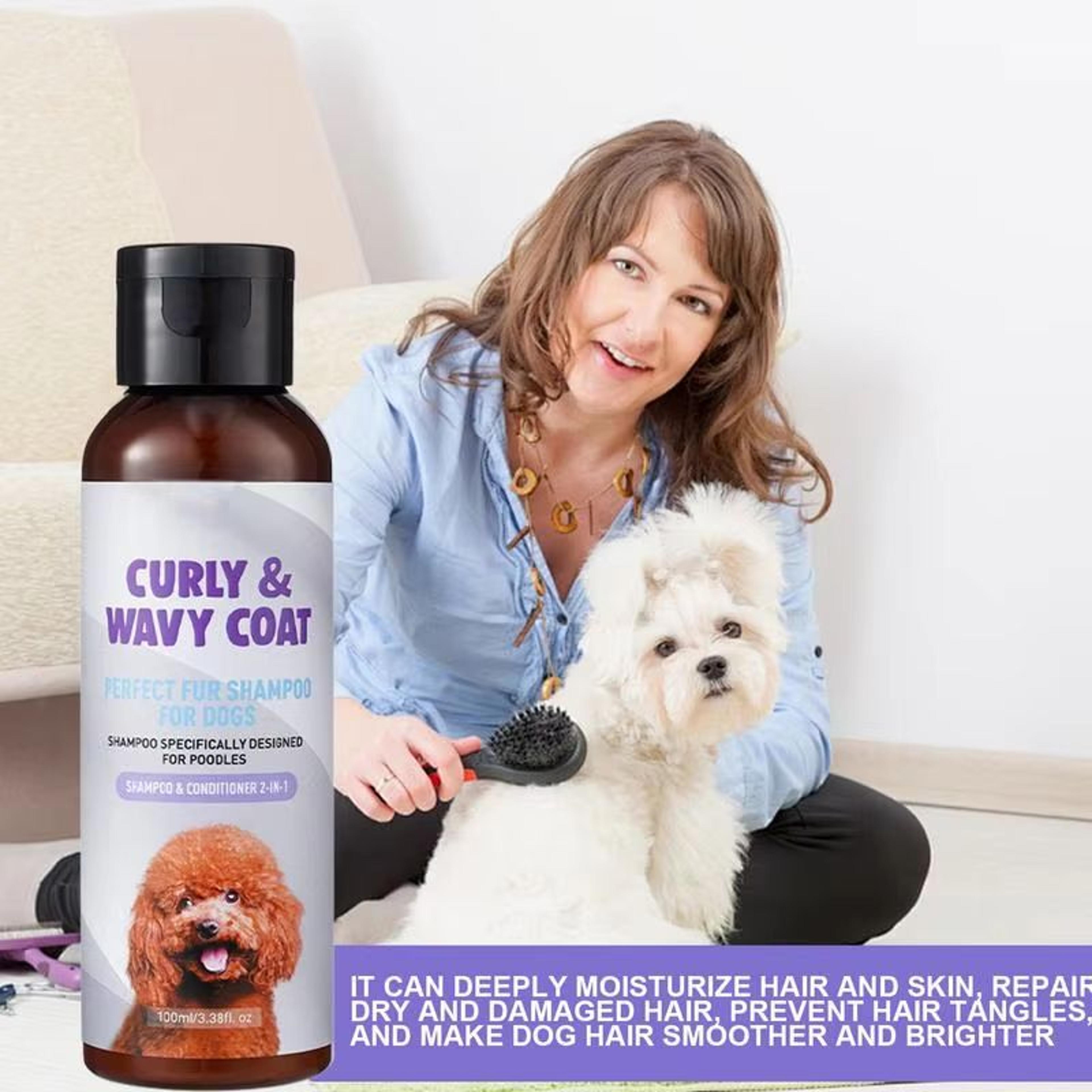 pet shampoo for cats and dogs, curly coat care for sensitive skin, 3.38 fl oz