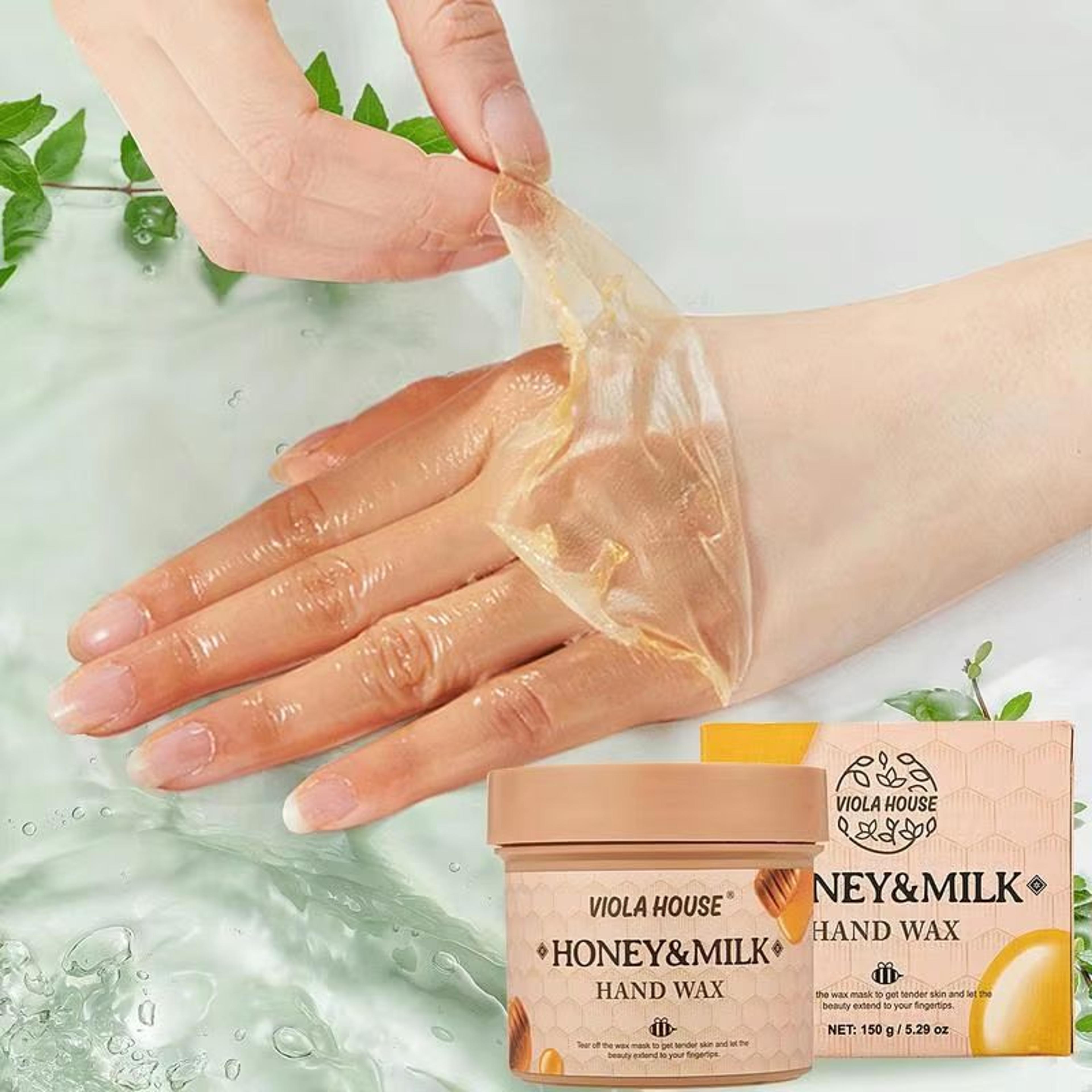 milk honey peel off hand wax mask for deep moisture and smoother hands 5.29oz
