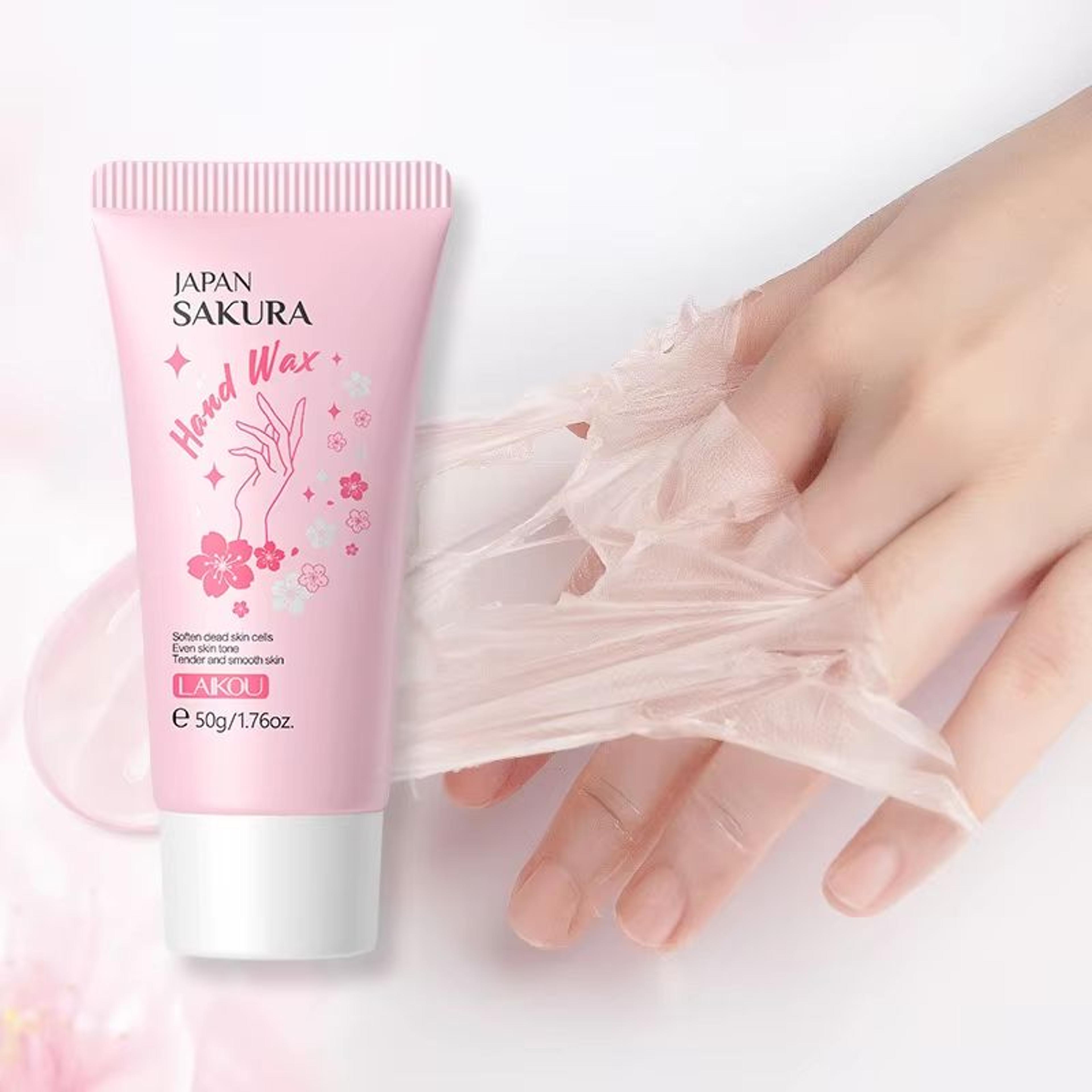 sakura hand wax mask for deep moisture, smoother texture, and softer hands 1.76oz