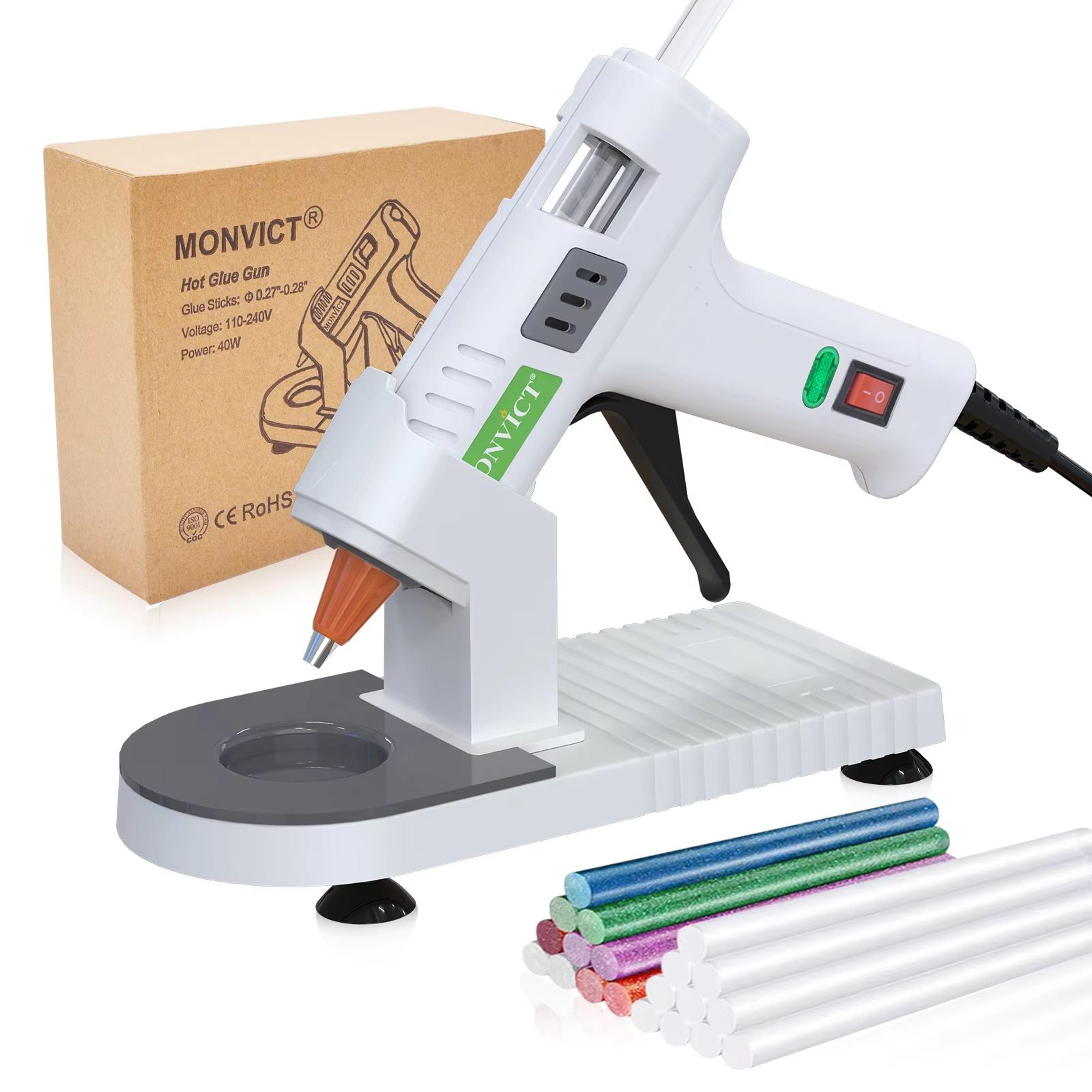 monvict 40w hot glue gun kit with stand and 30 glue sticks – fast heating craft glue gun for diy, repairs & school proje
