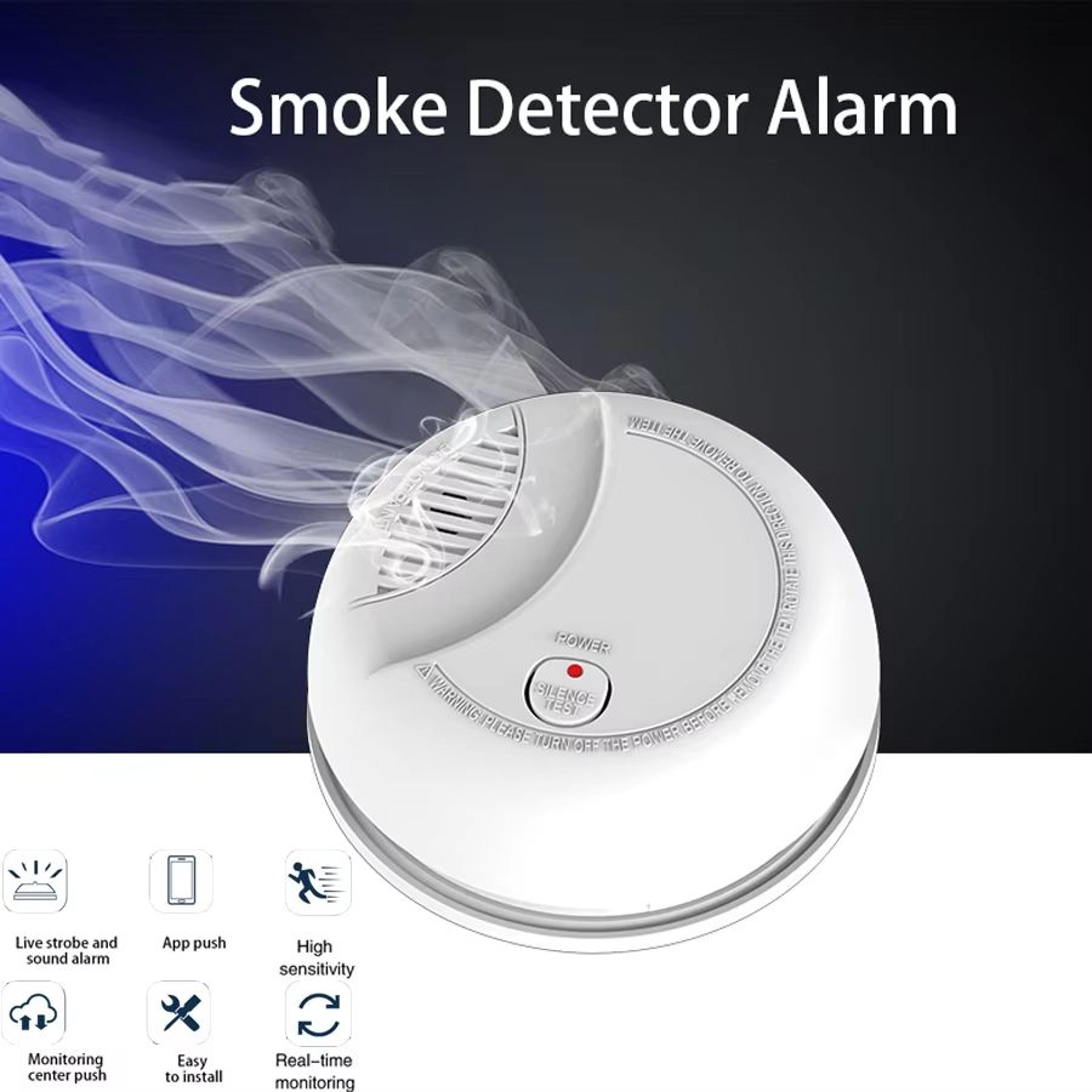 battery operated photoelectric smoke detector with 85db alarm, led indicator & test button – ceiling mounted home smoke