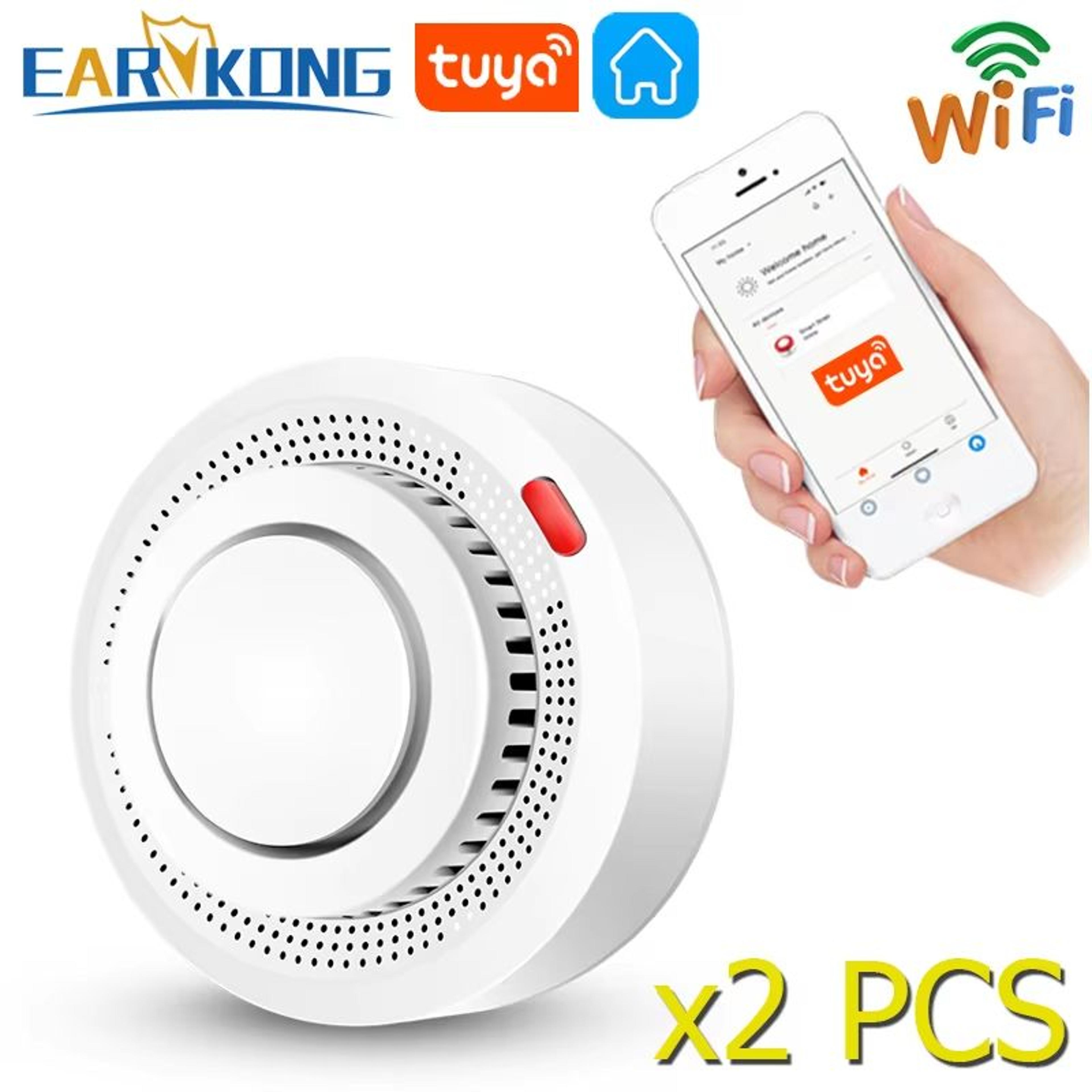 tuya wifi smoke detector smart fire alarm with 85db siren & app alerts – wireless smart smoke alarm for home security
