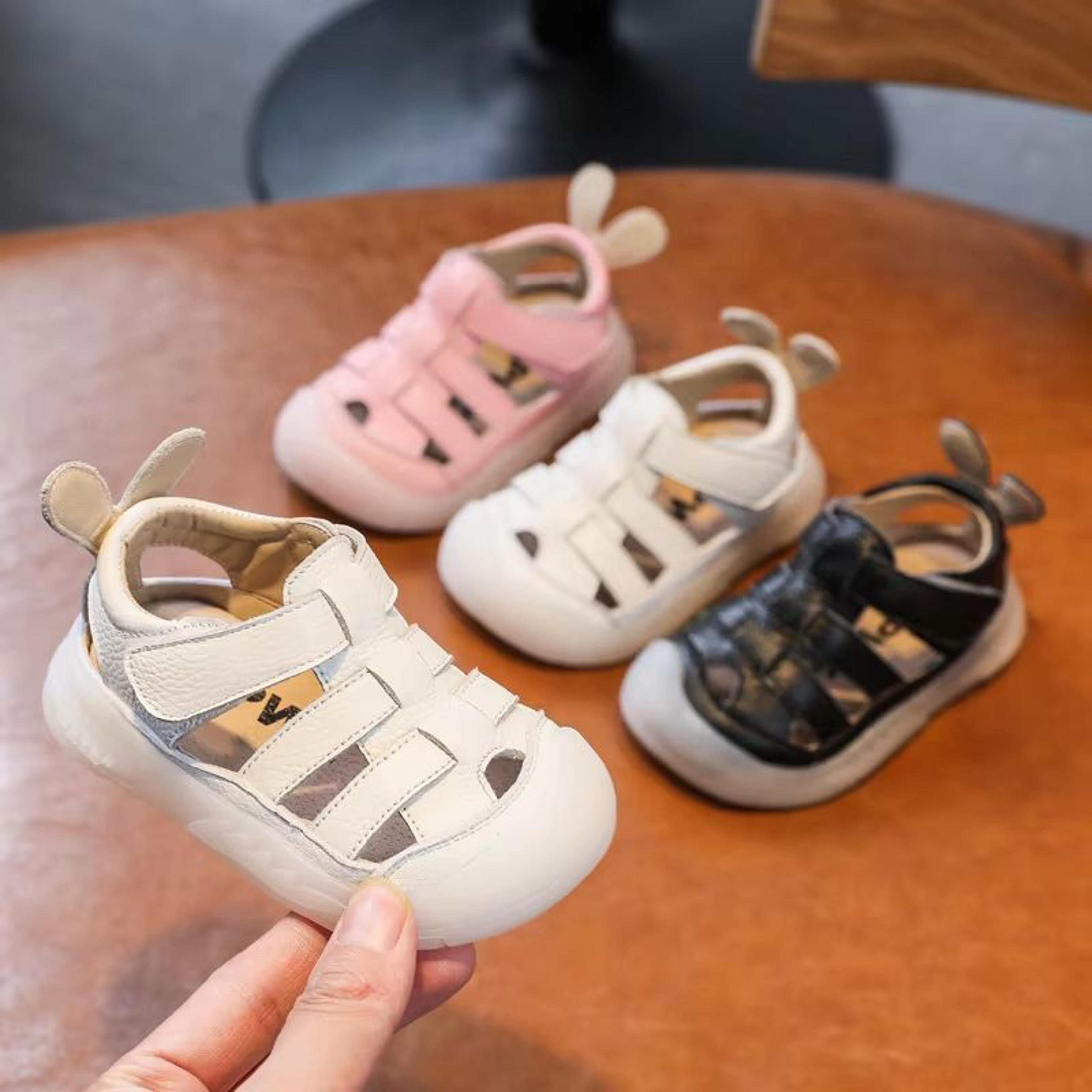 genuine leather baby summer sandals soft sole first walker sandals for infants & toddlers – breathable anti slip beach &