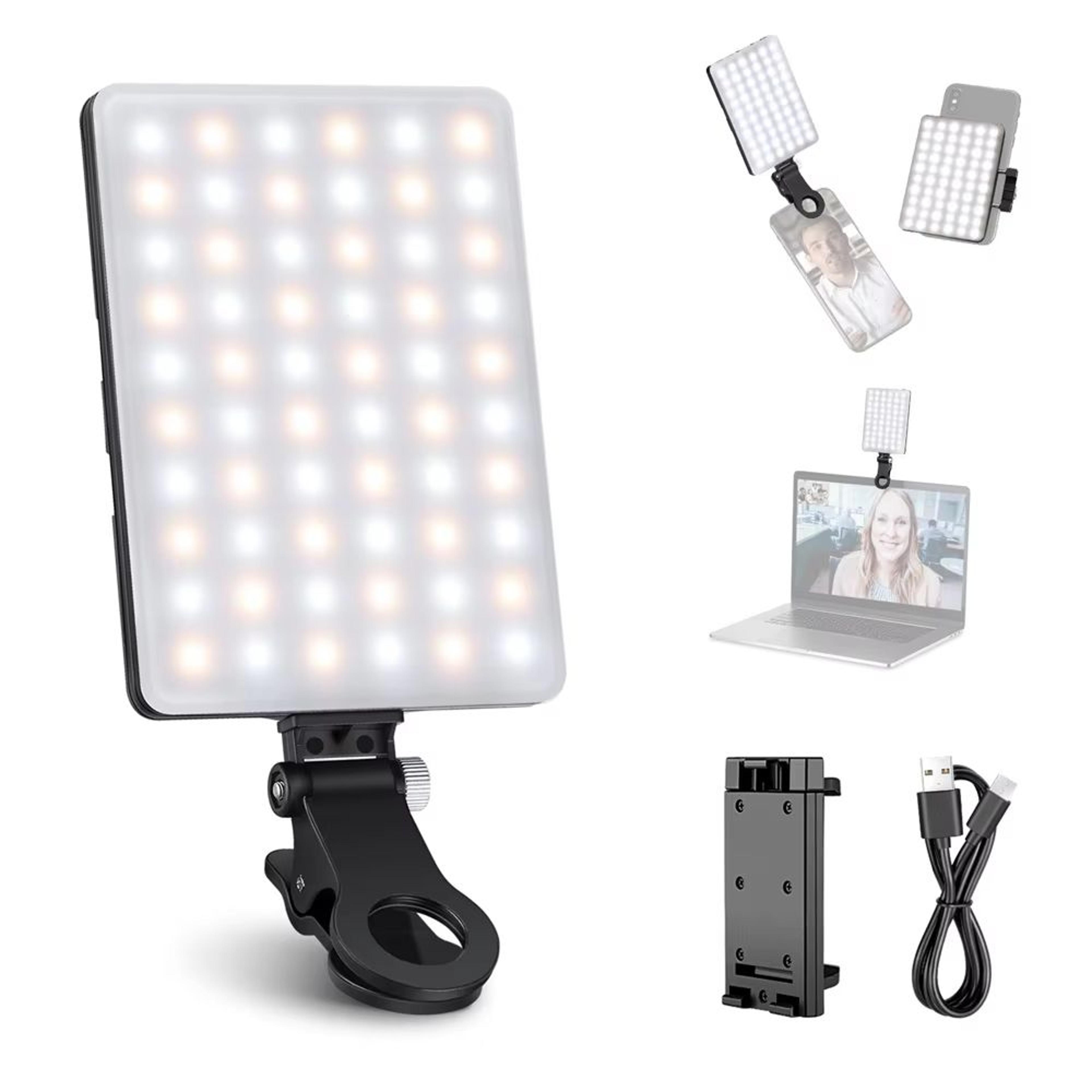 neewer rechargeable selfie light clip on led phone fill light for video calls, makeup, and streaming