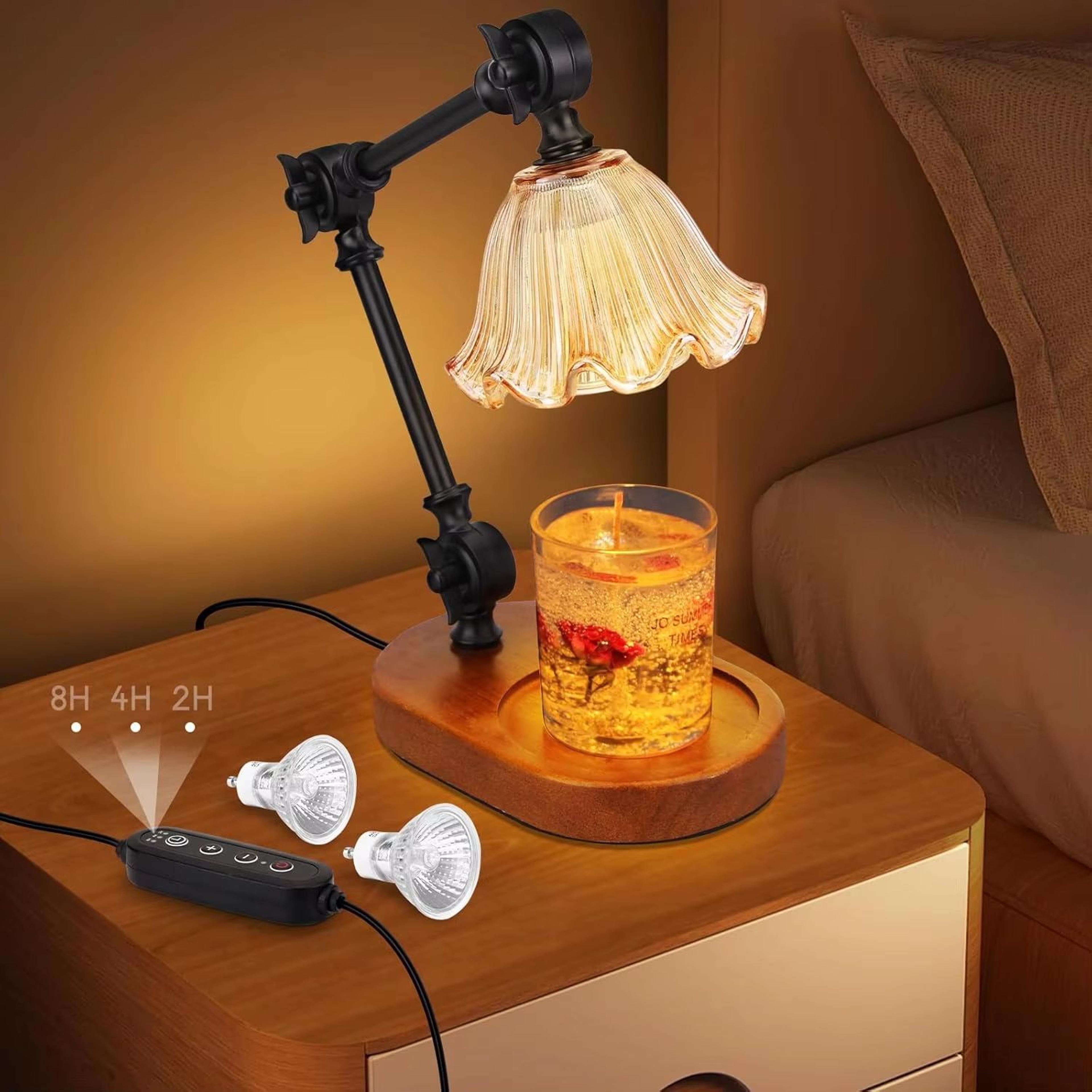 adjustable candle warmer lamp with timer dimmable wax melt warmer for jar candles (includes 2 bulbs)