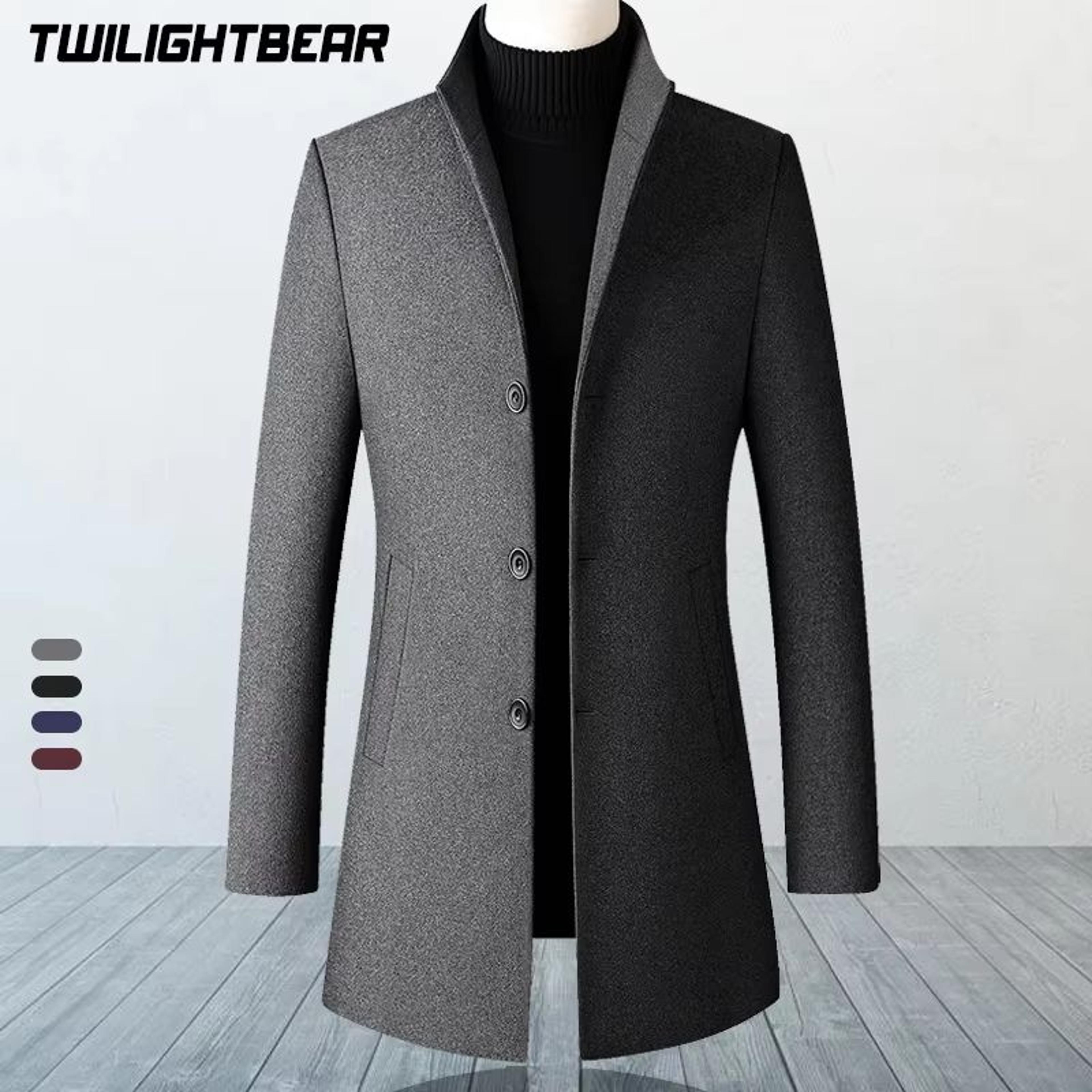 oversized men's wool pea coat – classic men's wool overcoat business casual winter jacket (4xl)