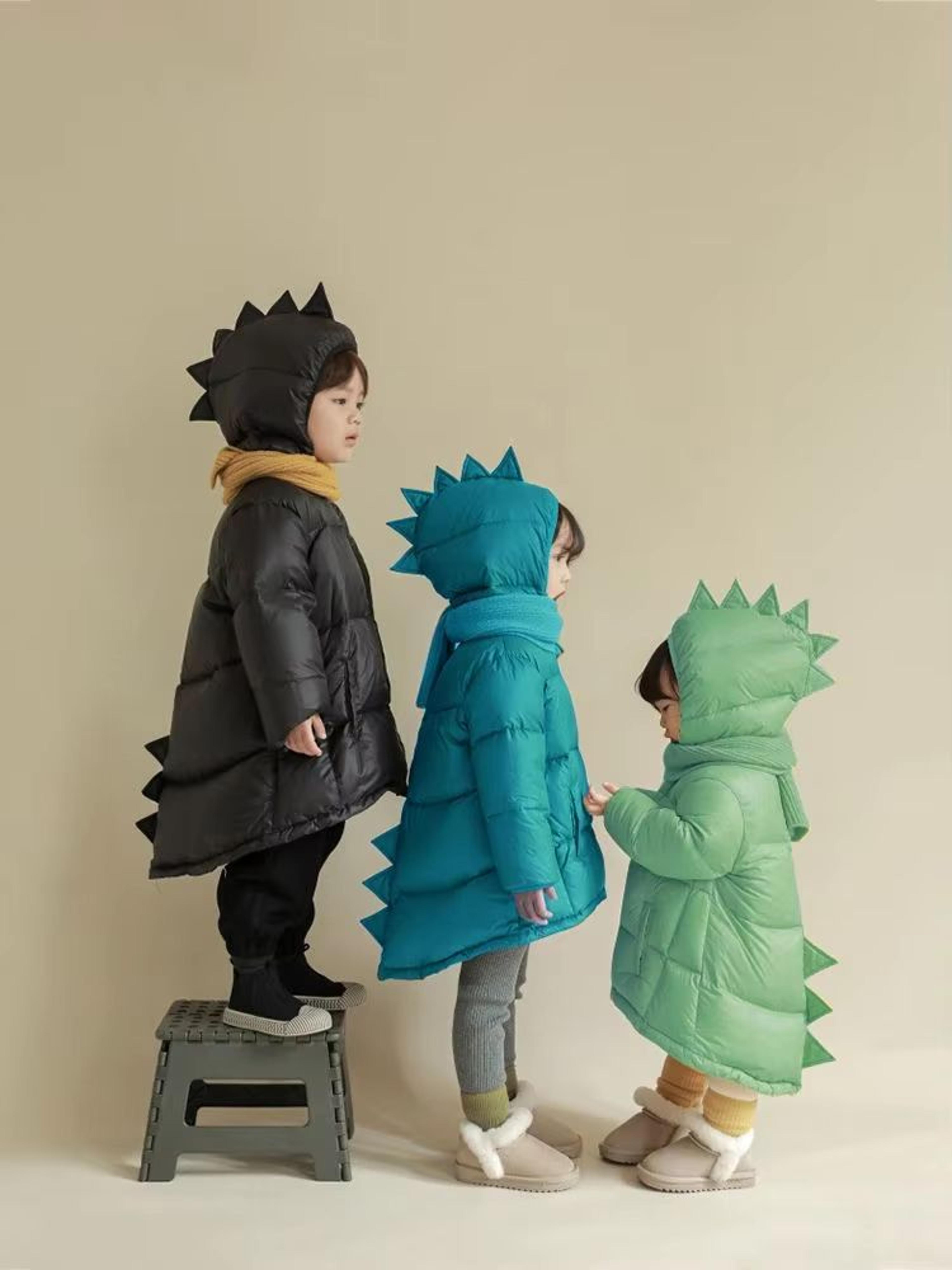 dinoguard kids dinosaur winter coat hooded windproof kids parka jacket thick warm toddler dinosaur jacket
