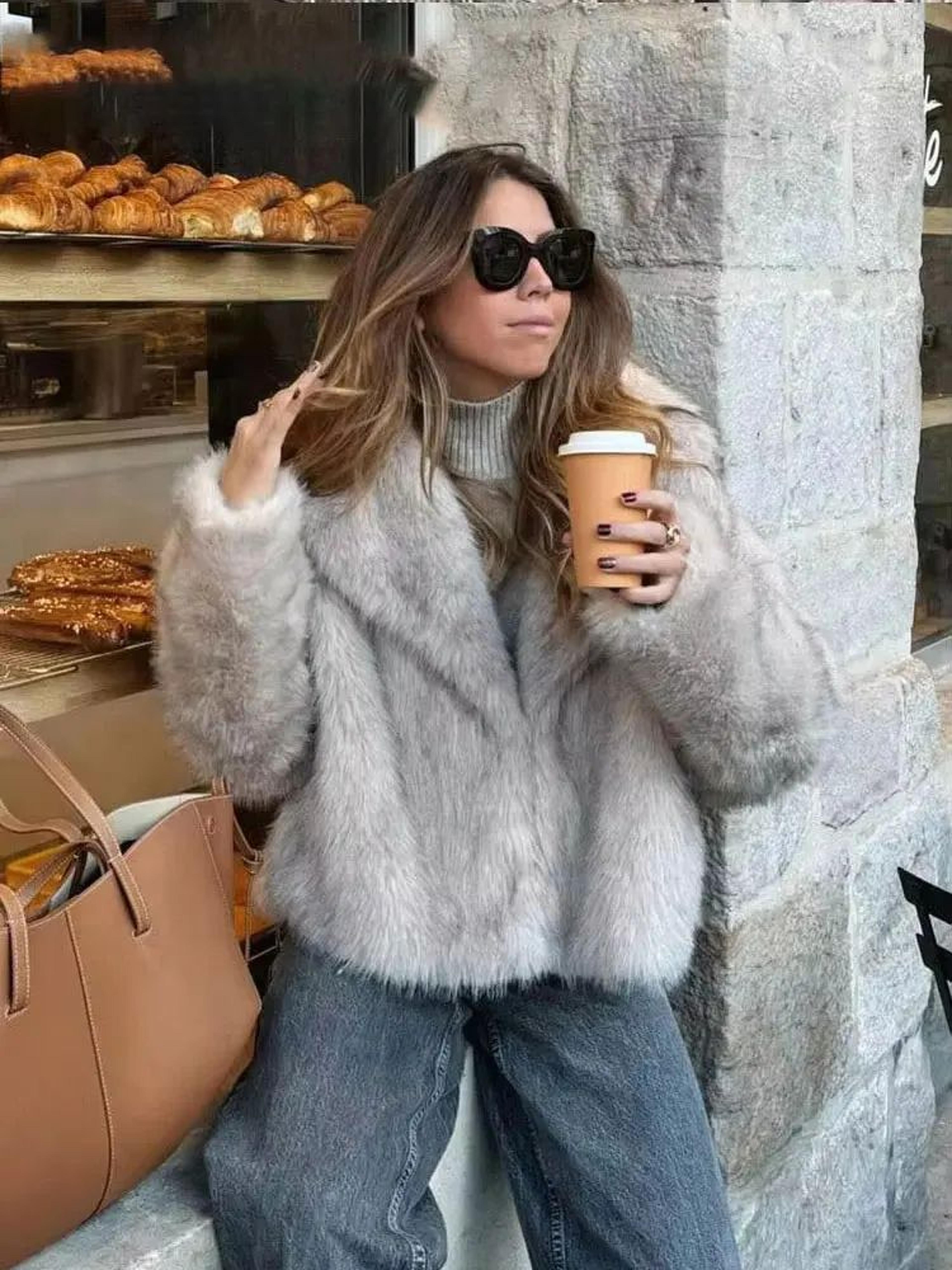 elegant faux fur coat women fluffy winter faux fur jacket long sleeve lapel fluffy fur coat