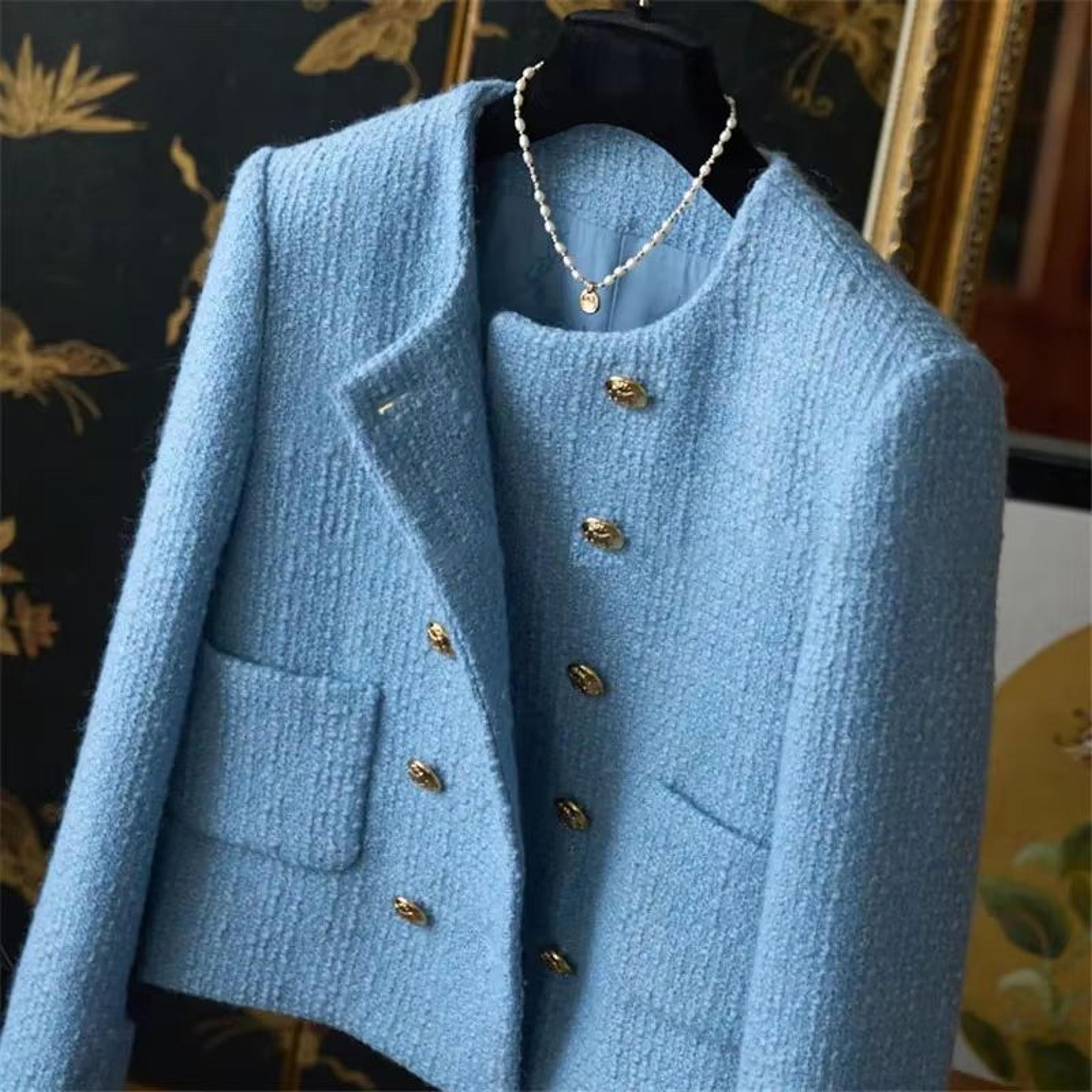 vintage tweed jacket women slim fit short tweed jacket elegant crew neck jacket