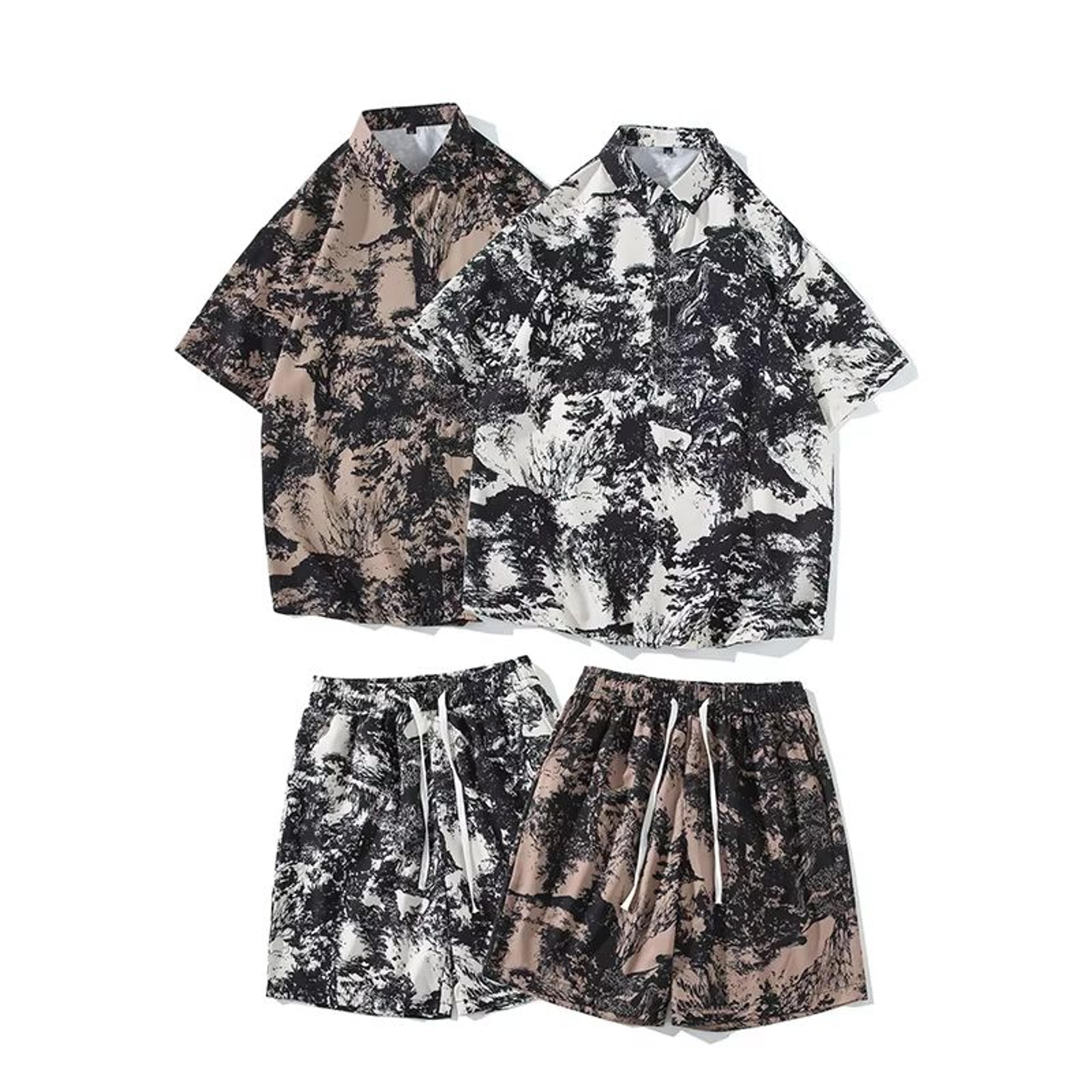 men's hawaiian shirt and shorts set – quick dry summer beach outfit 2 piece