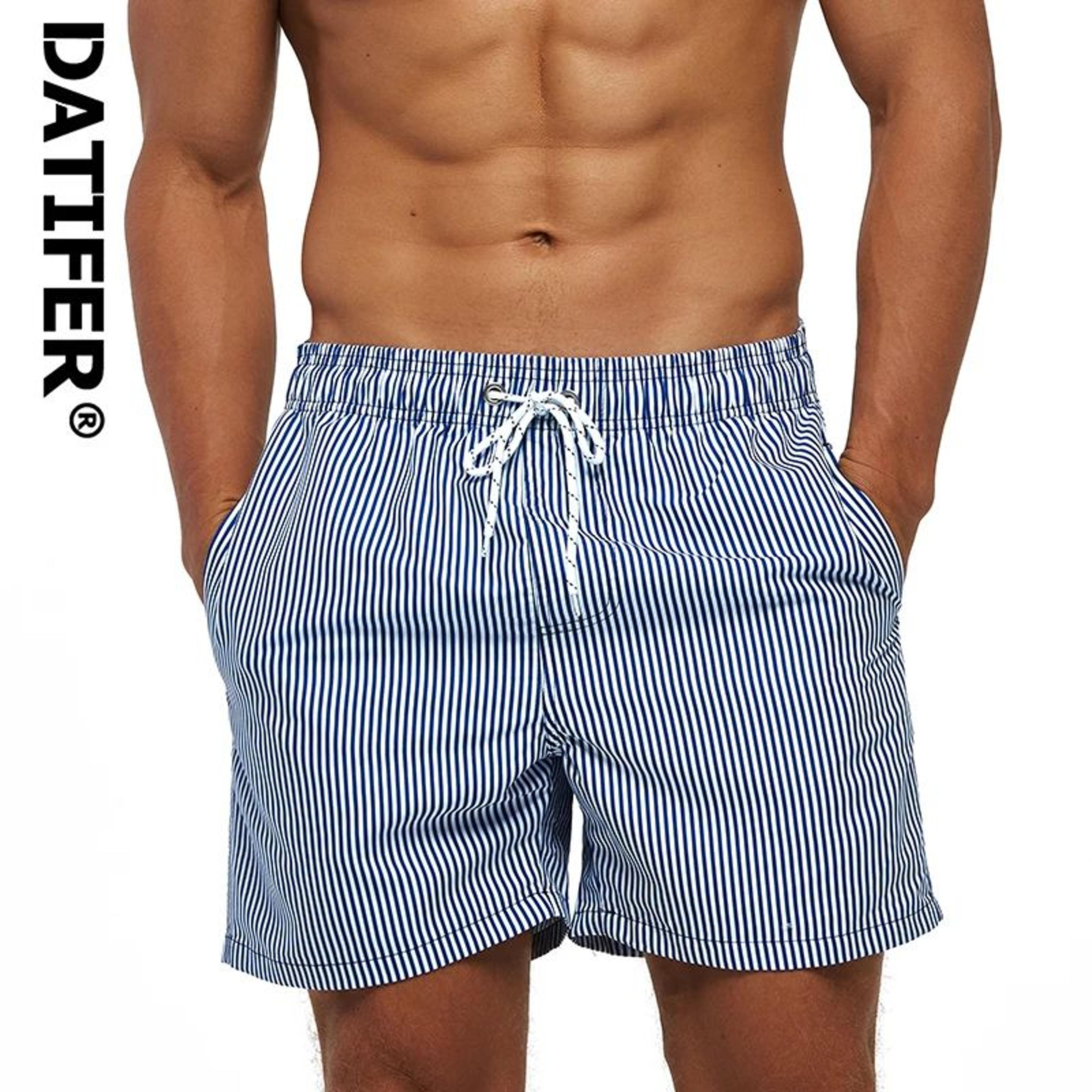 datifer men's beach print swim shorts – quick dry surf swim trunks with pockets