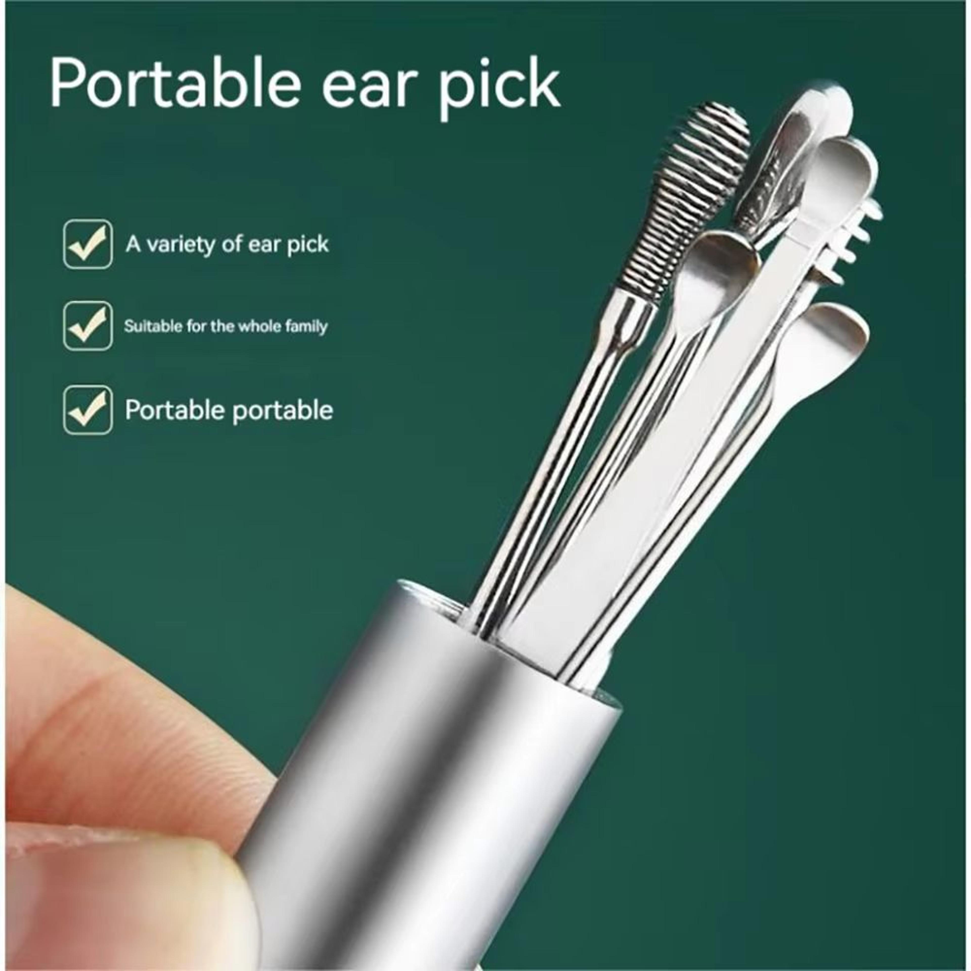 6 piece ear wax removal kit stainless steel ear cleaner tools spiral earpick & curette set