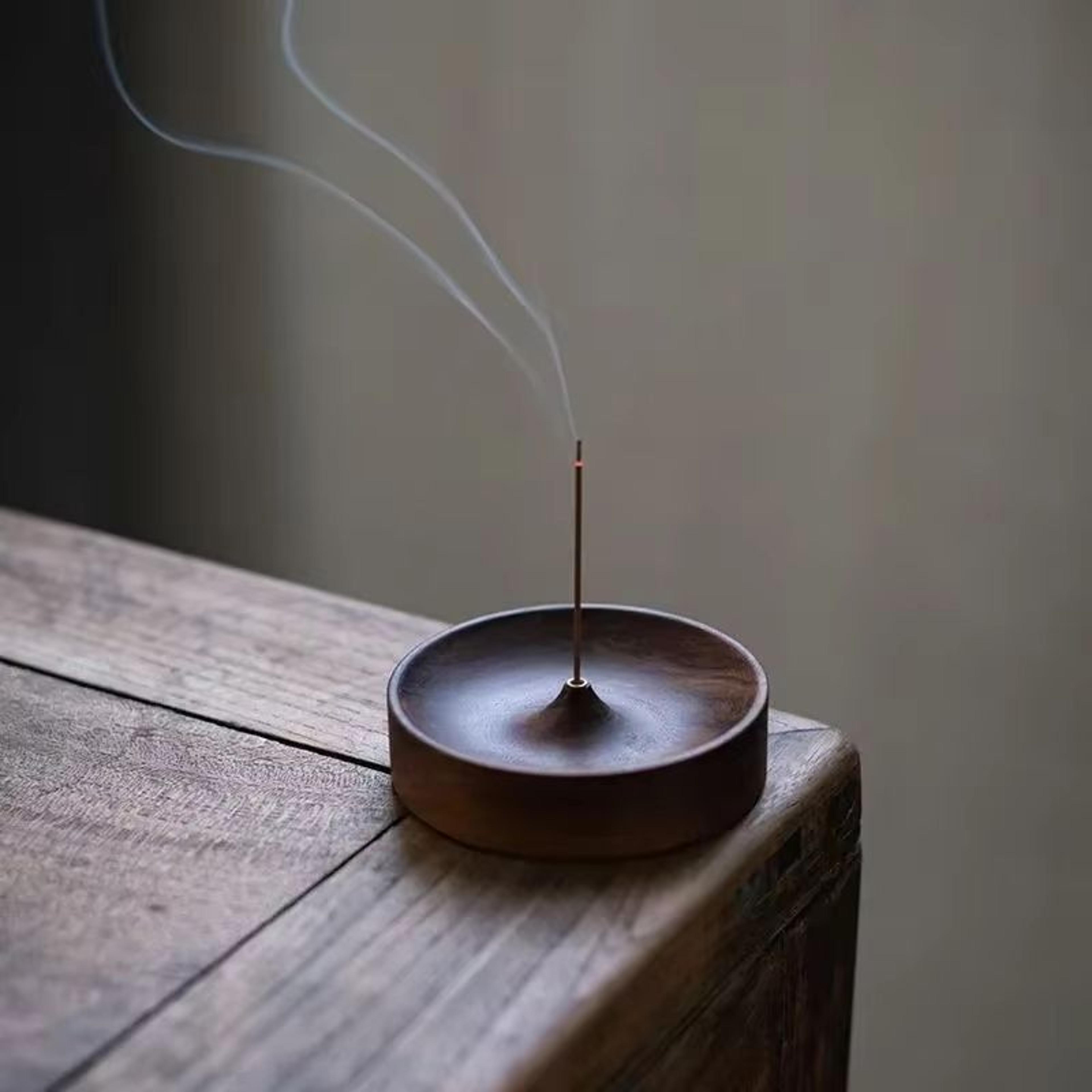 handcrafted solid wood incense burner tray for tea ceremony & meditation