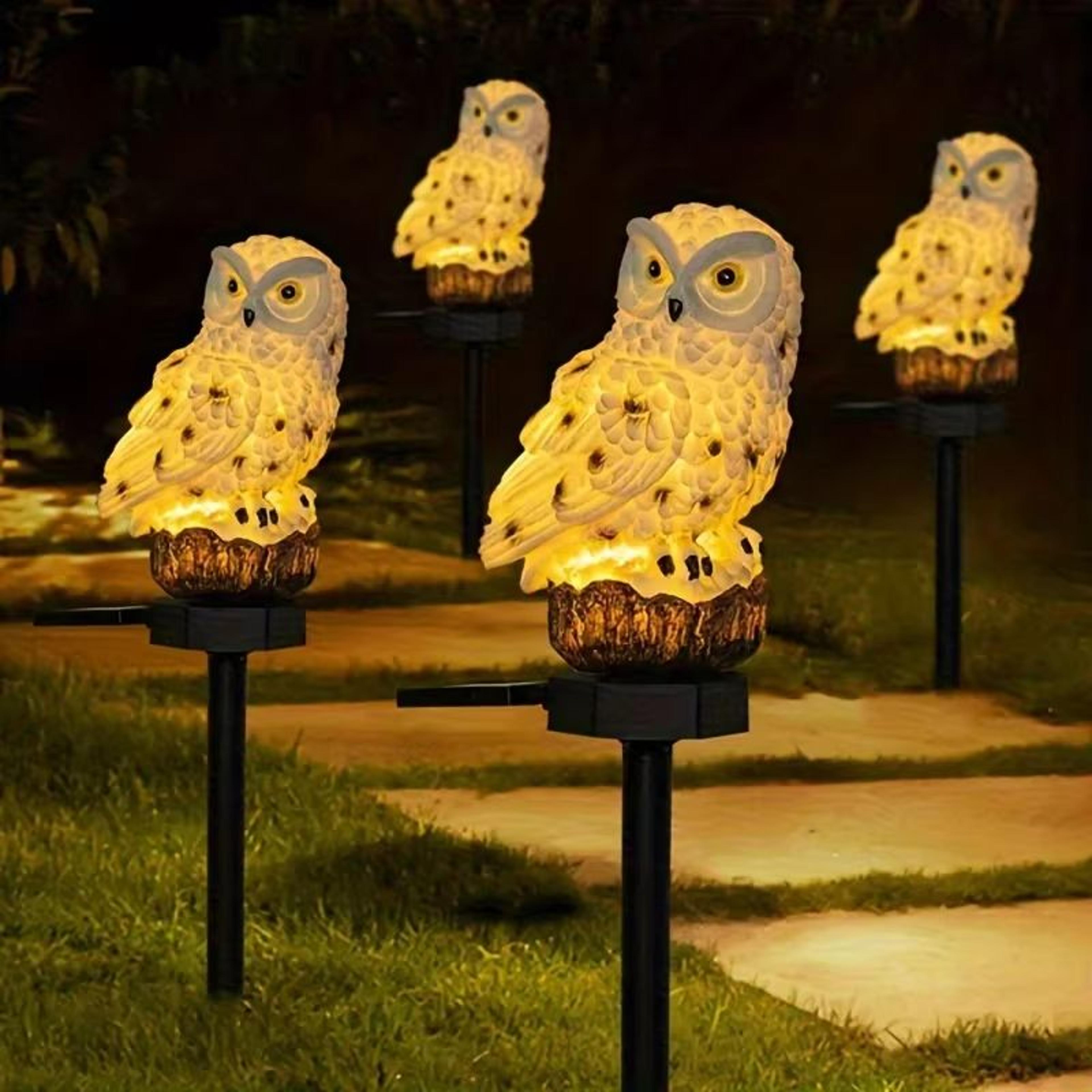 solar owl garden light waterproof outdoor landscape pathway lamp