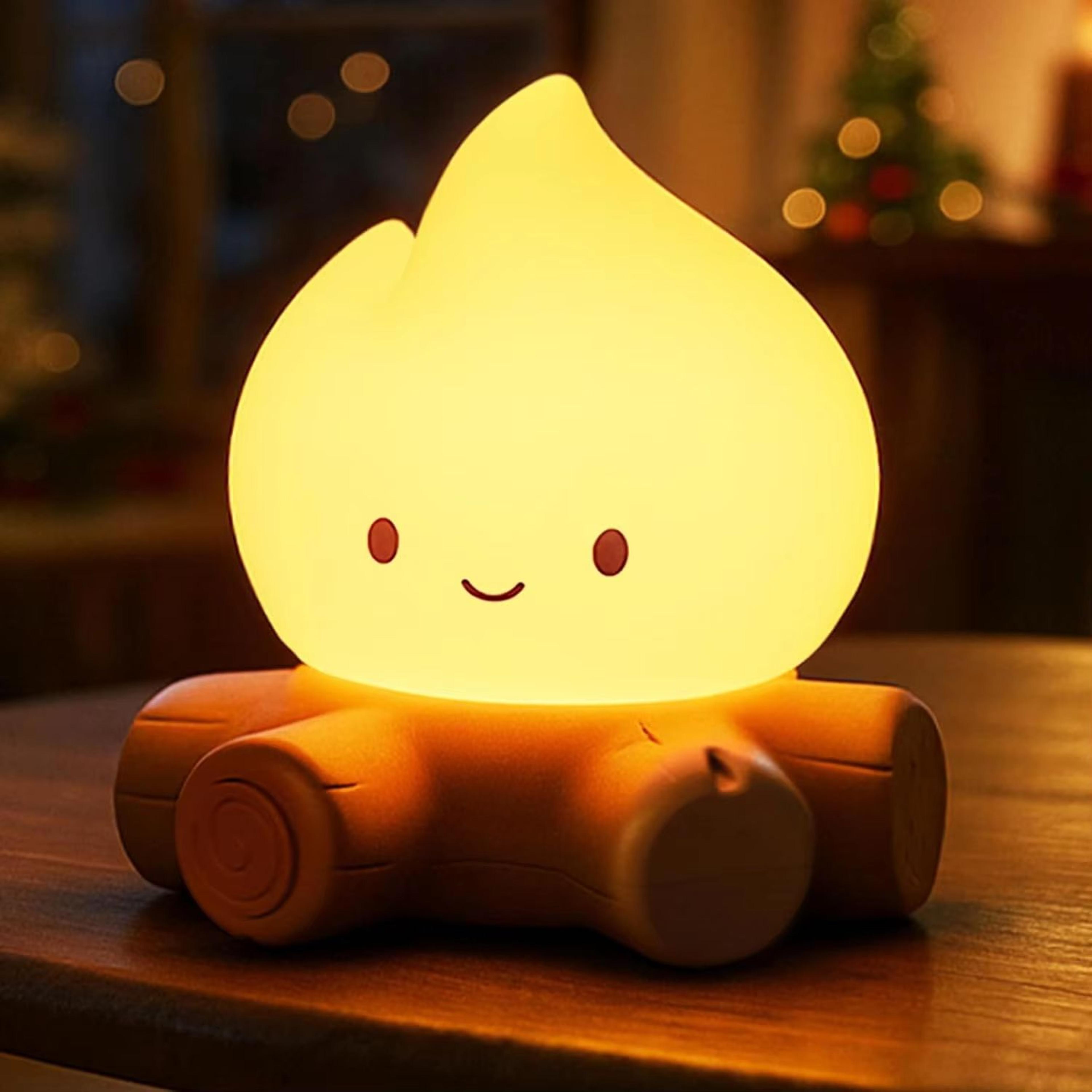 cozy campfire silicone night light with stepless dimming and rechargeable glow