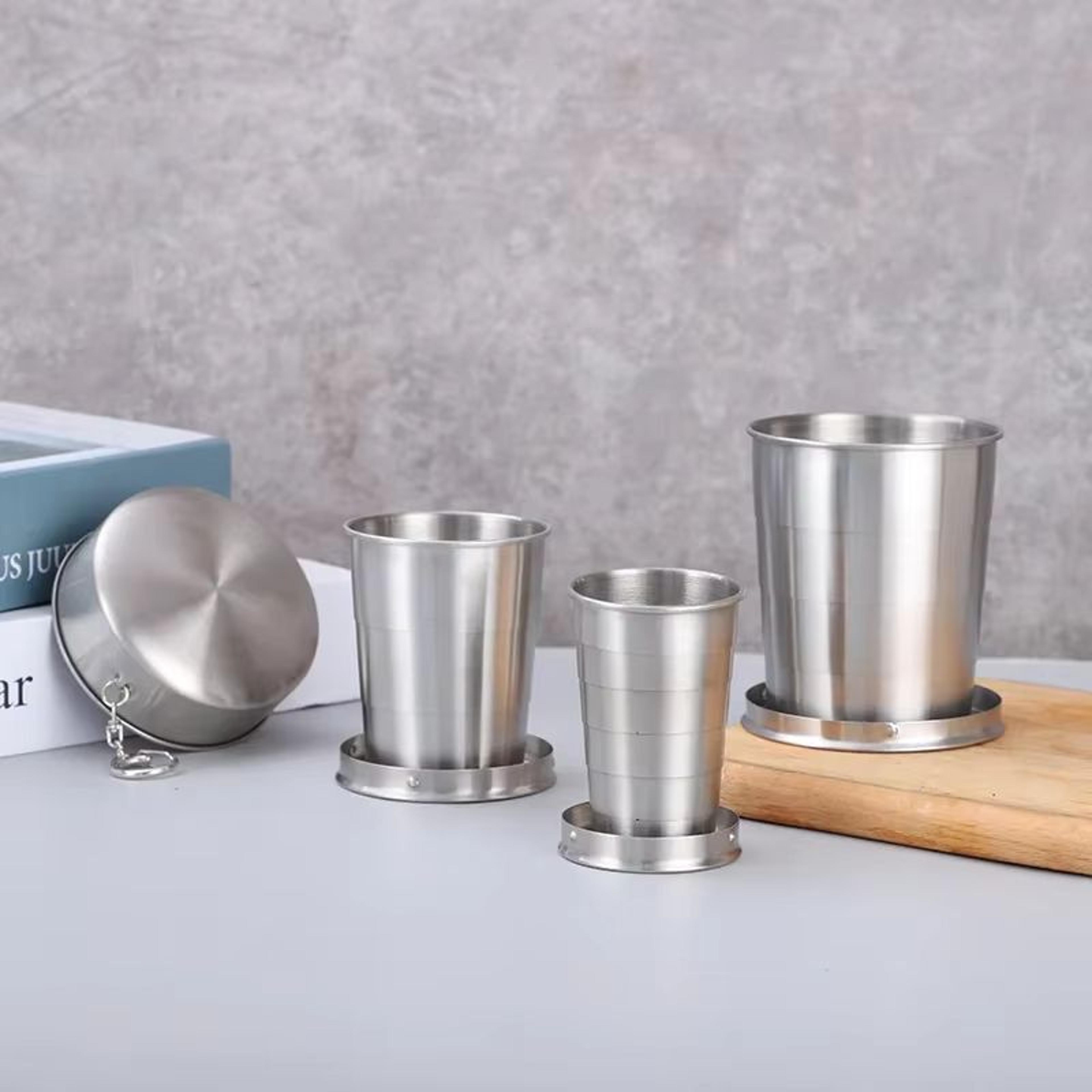 portable stainless steel folding cup telescopic collapsible travel mug
