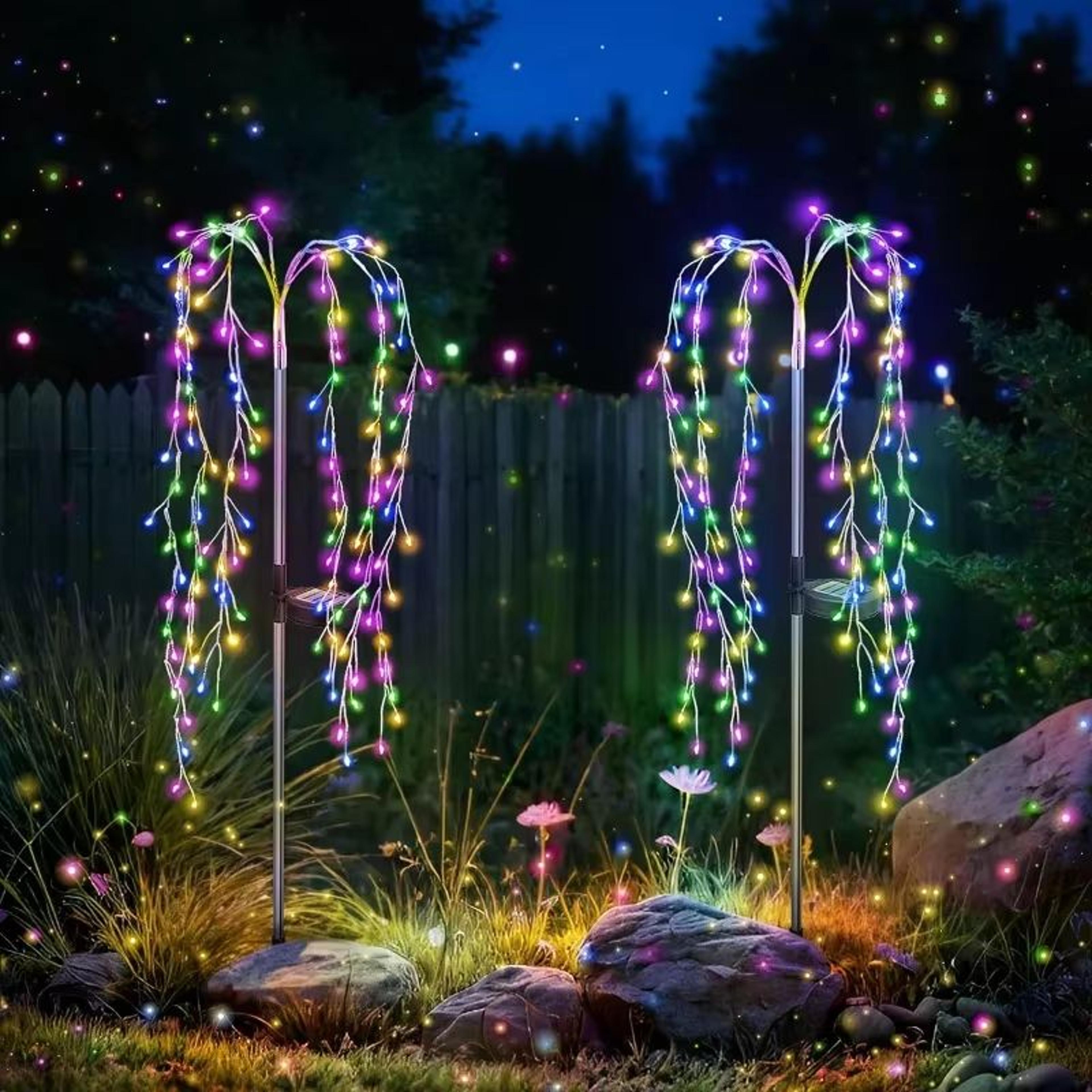 solar firework garden lights waterproof led starburst outdoor decor