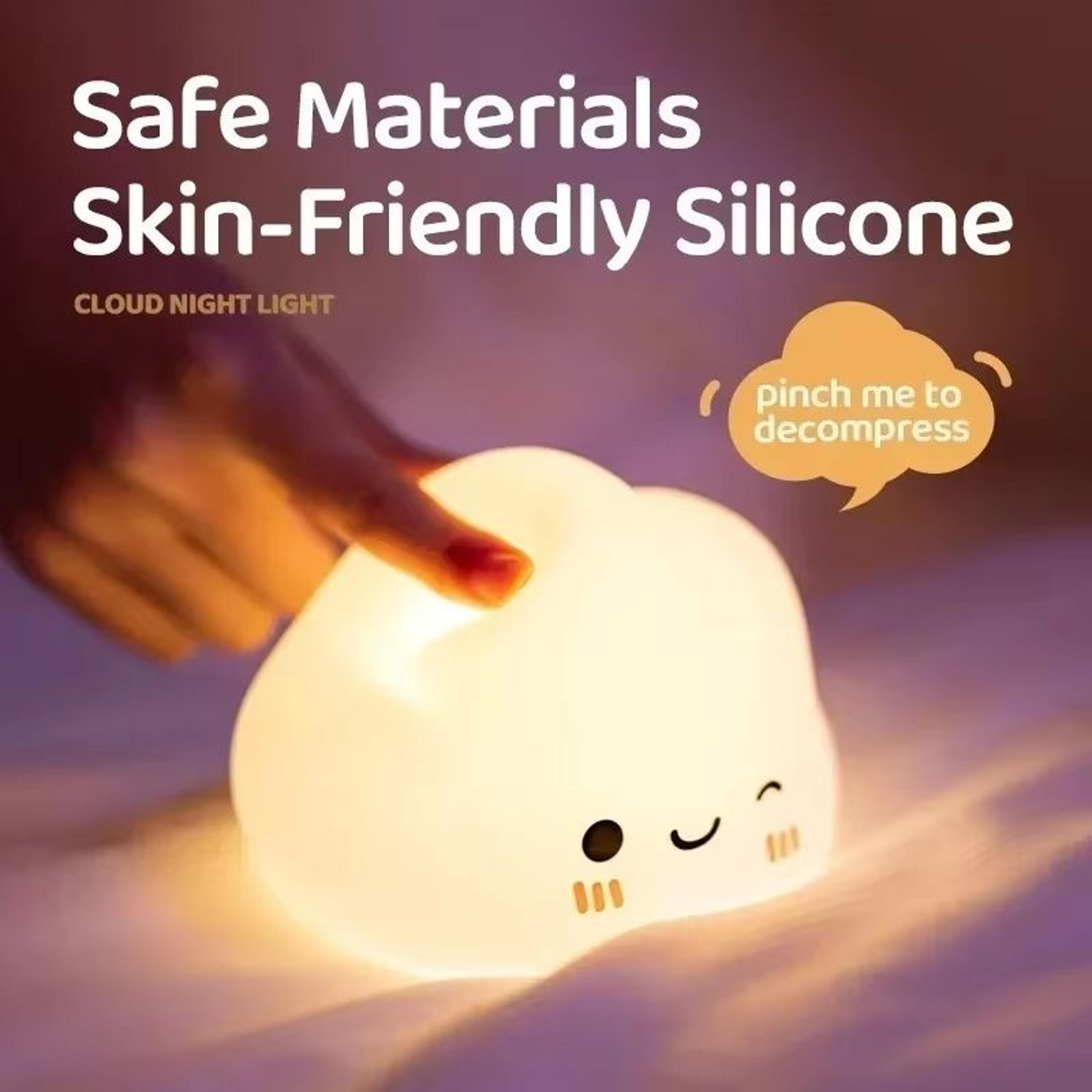 silicone cloud night light usb rechargeable touch led bedside lamp