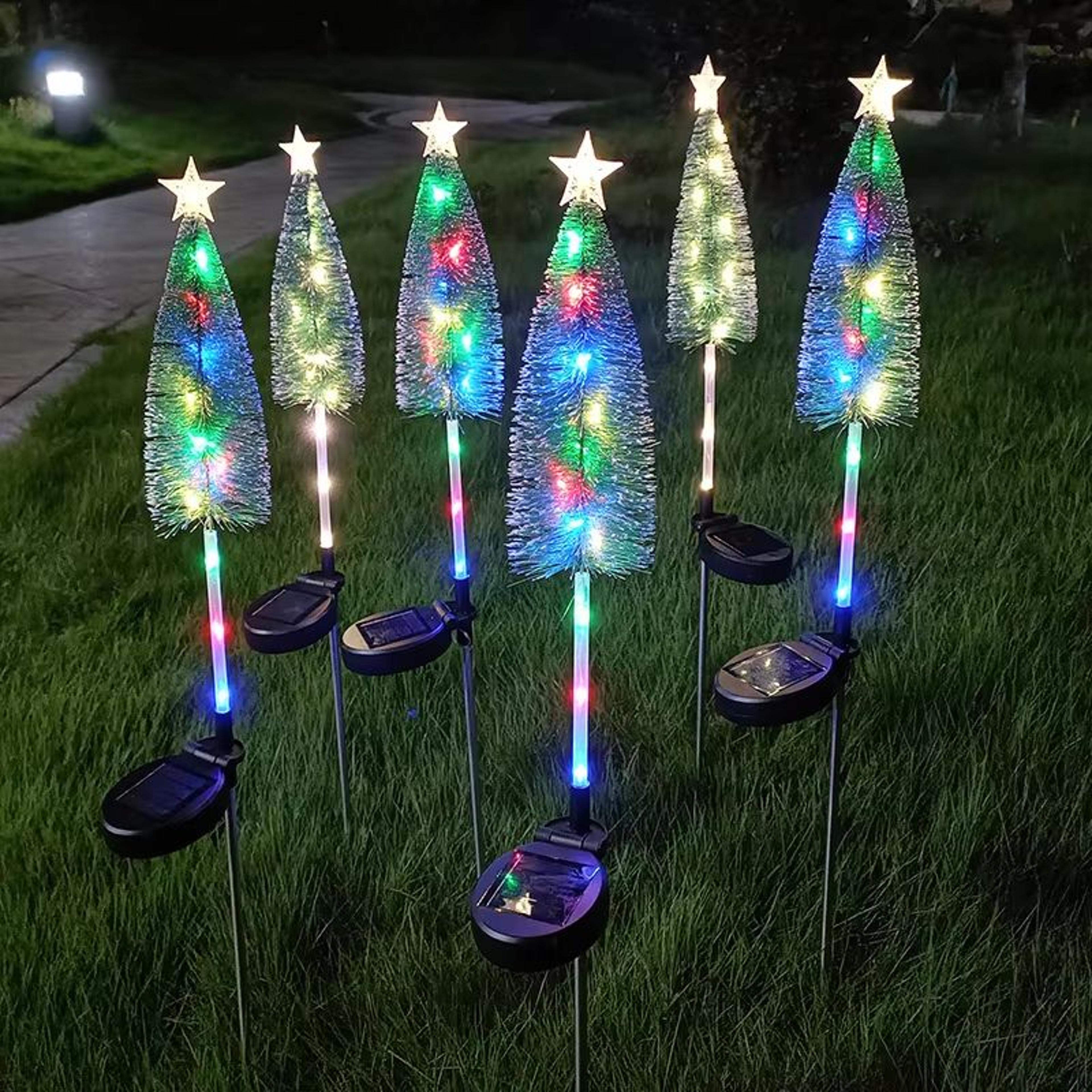 solar christmas tree garden lights waterproof led lawn decor