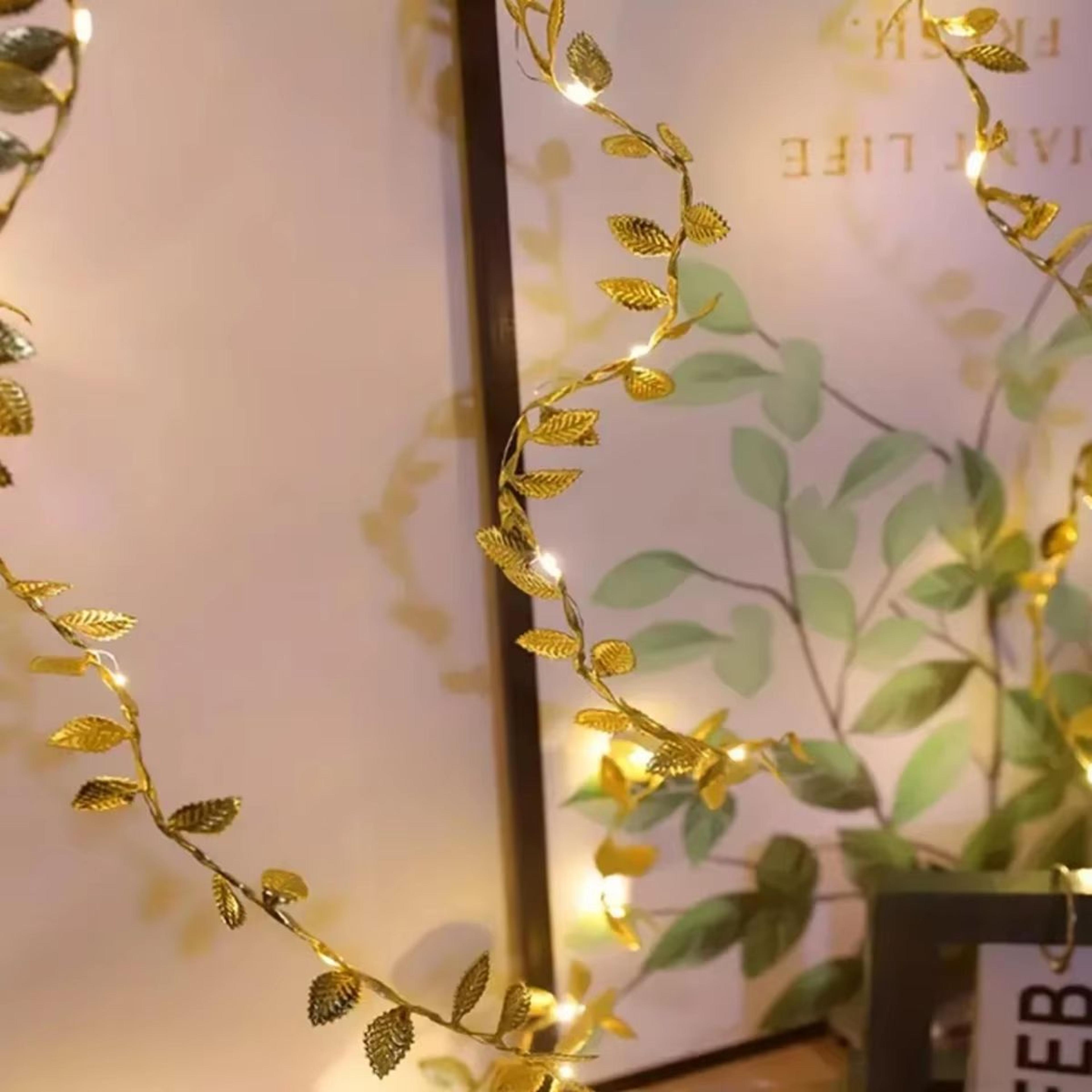 golden leaf led string lights battery operated decorative garland