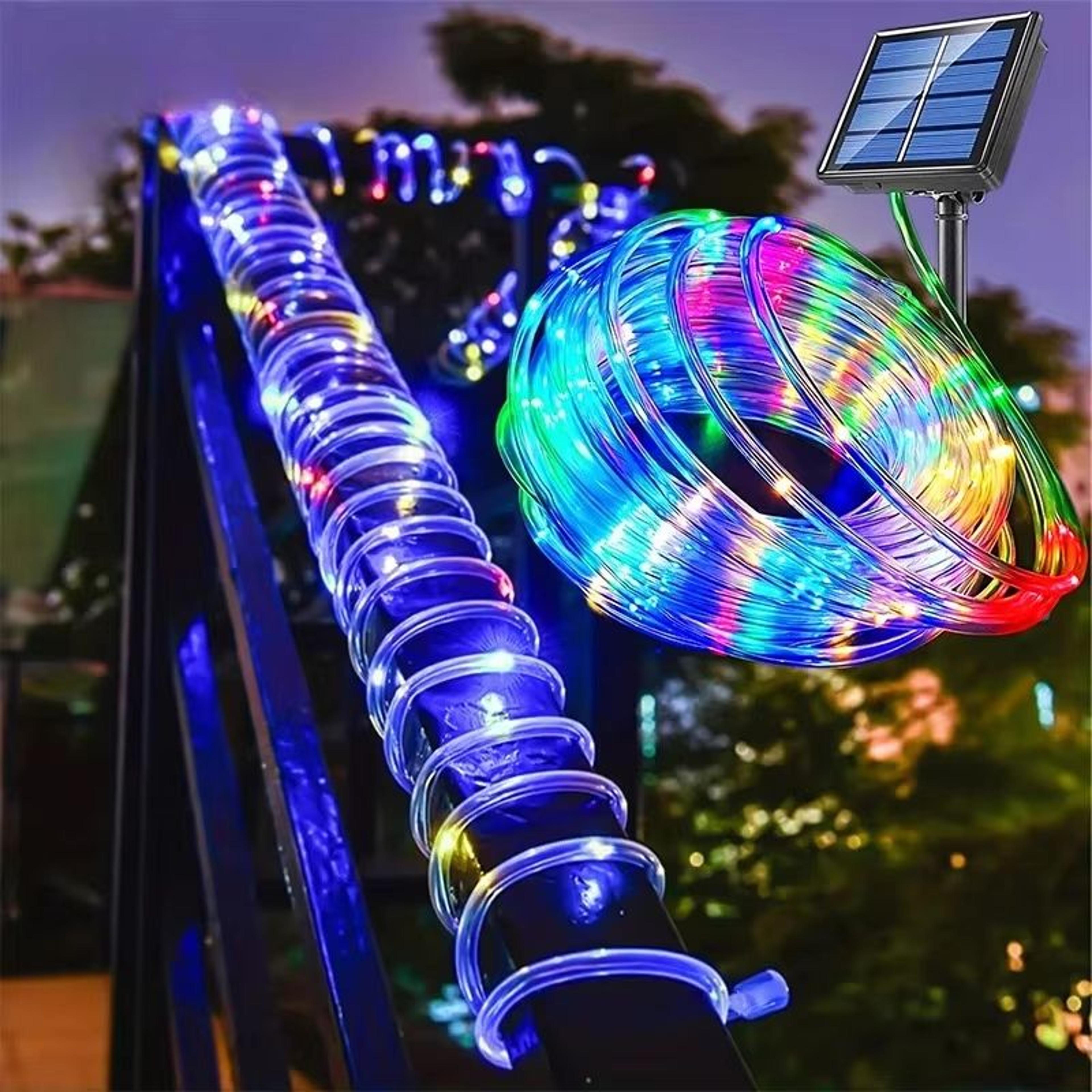 solar led rope lights waterproof outdoor fairy string lights with 8 modes